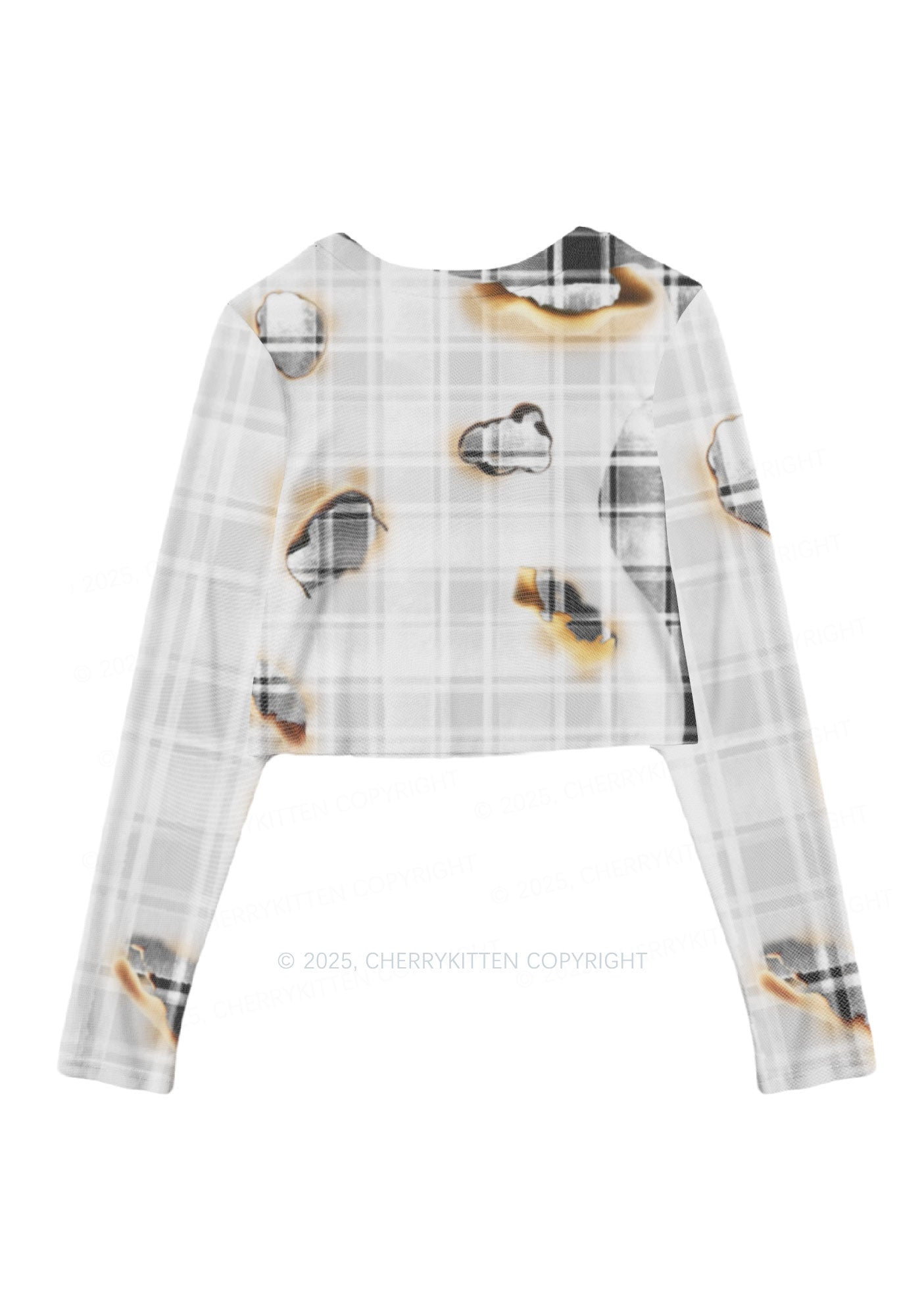 Scorched Love Heart Y2K Mesh Long Sleeve Crop Top Cherrykitten