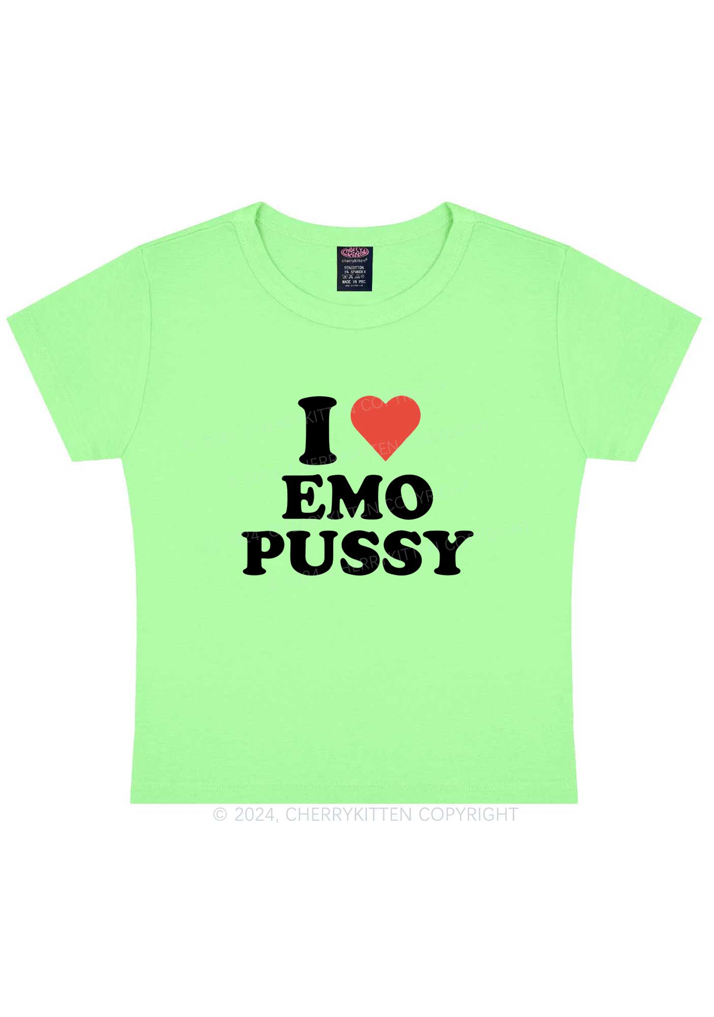 I Love EMO Puxxy Y2K Baby Tee Cherrykitten