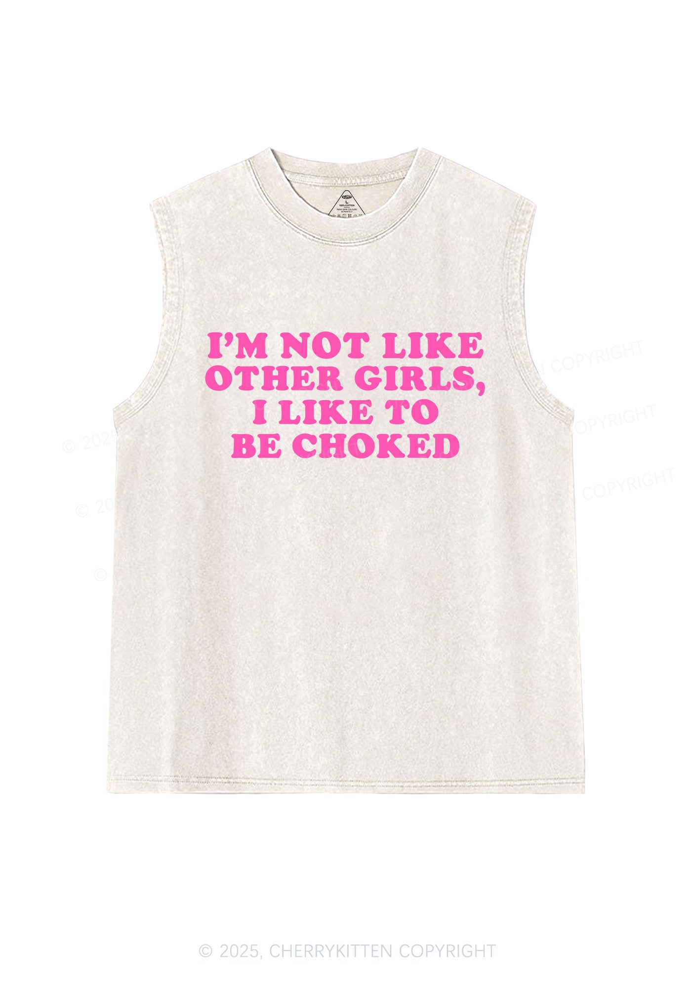 I Like To Be Choked Y2K Washed Muscle Tank Cherrykitten