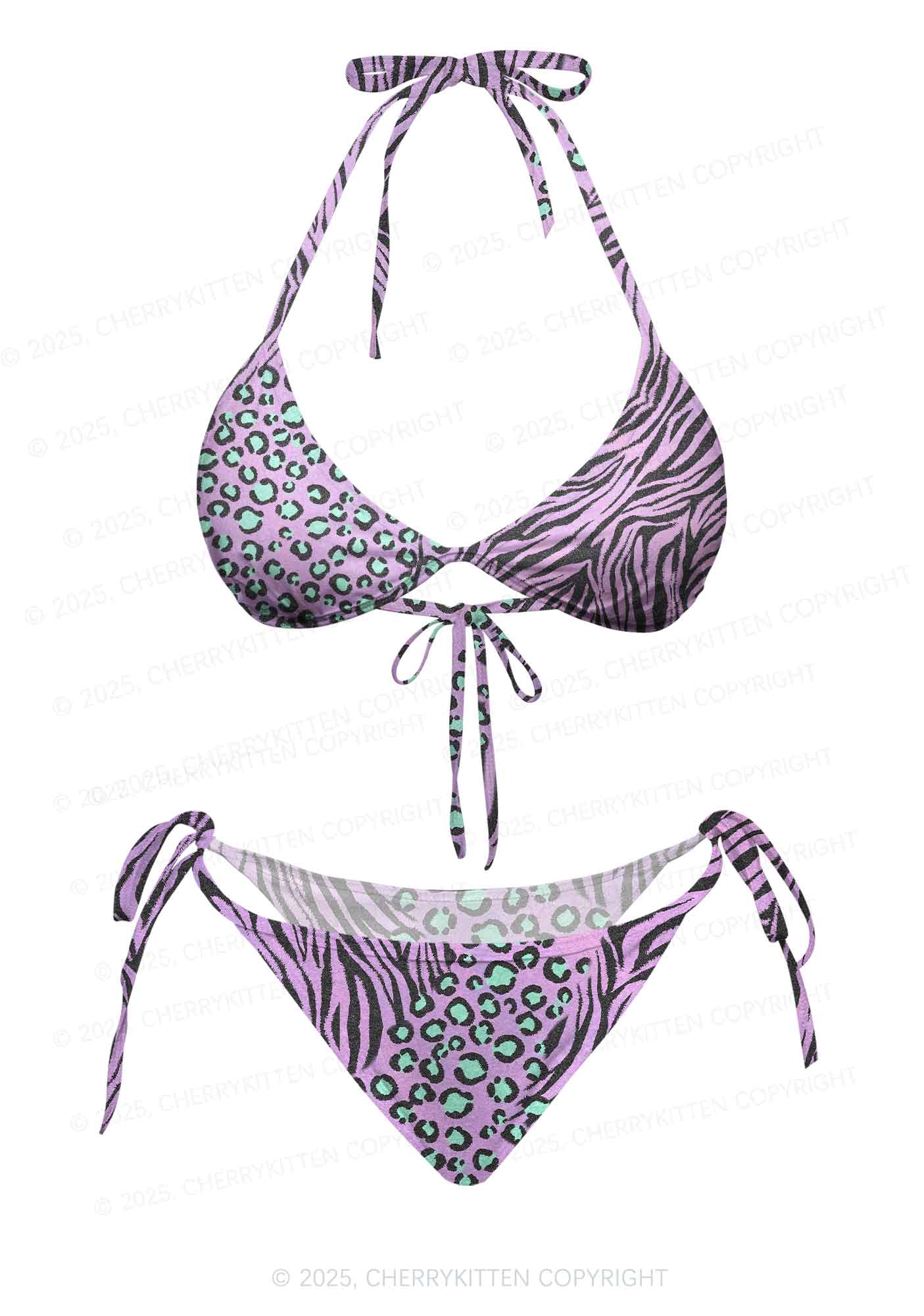 Zebra And Leopard Y2K Print Bikini Set Cherrykitten