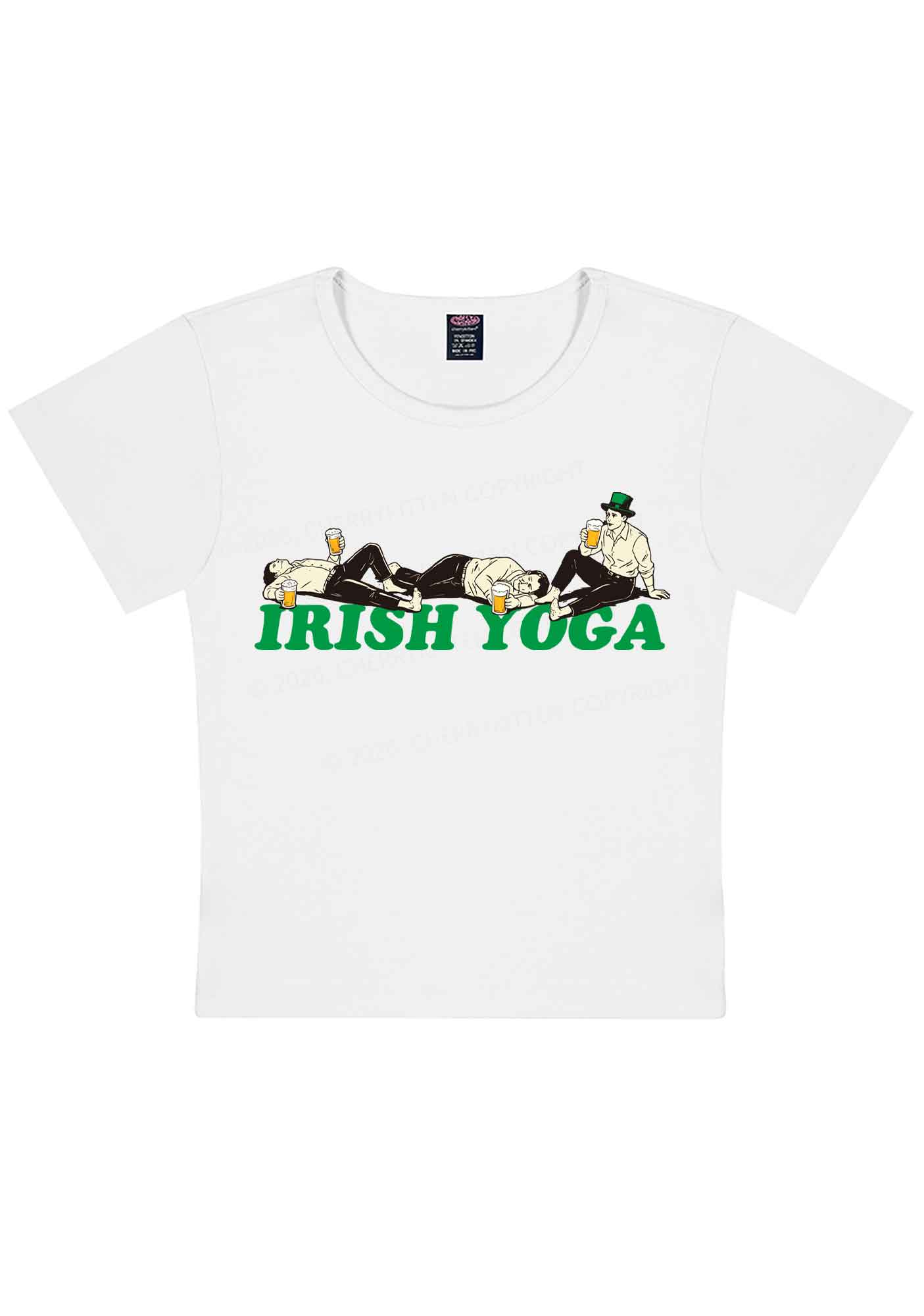 Irish Yoga St Patricks Y2K Baby Tee Cherrykitten