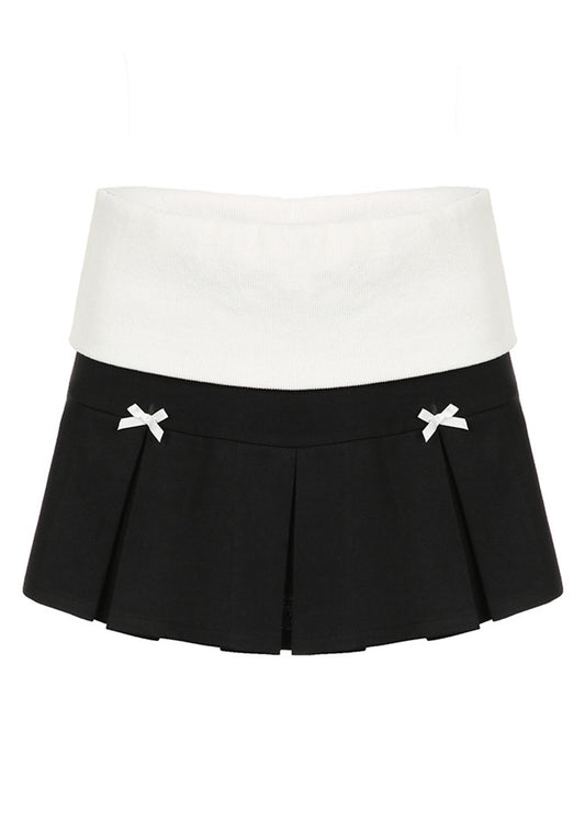 White Bow Y2K Pleated Skirt Cherrykitten