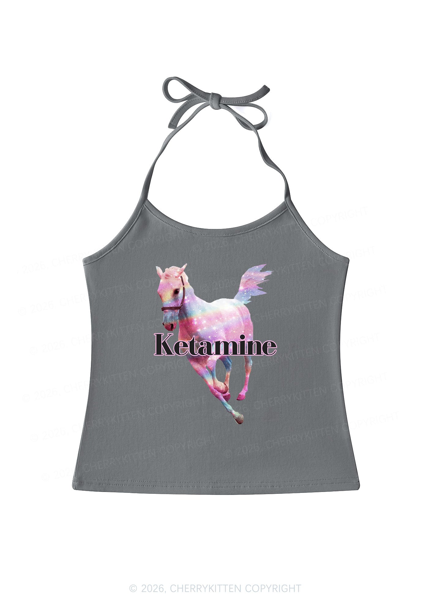 Pink Horse Y2K Halter Neck Cami Cherrykitten