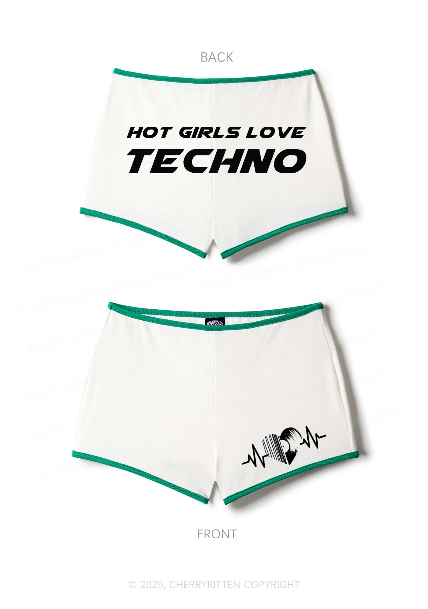 Hot Girls Love Techno Y2K Booty Shorts Cherrykitten