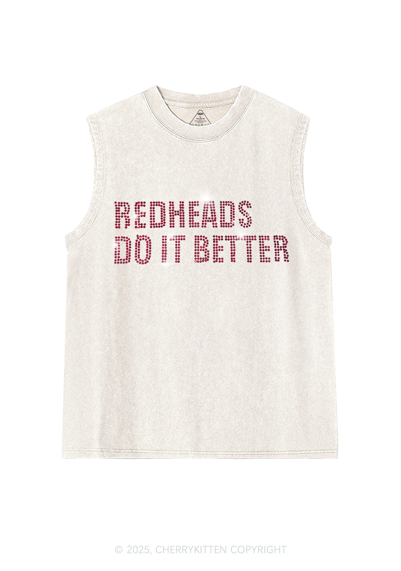 Rhinestone Redheads Do It Better Y2K Washed Muscle Tank Cherrykitten