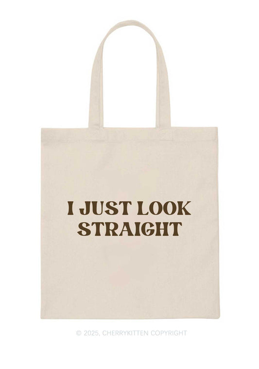 I Just Look Straight Pride Y2K Canvas Tote Bag Cherrykitten