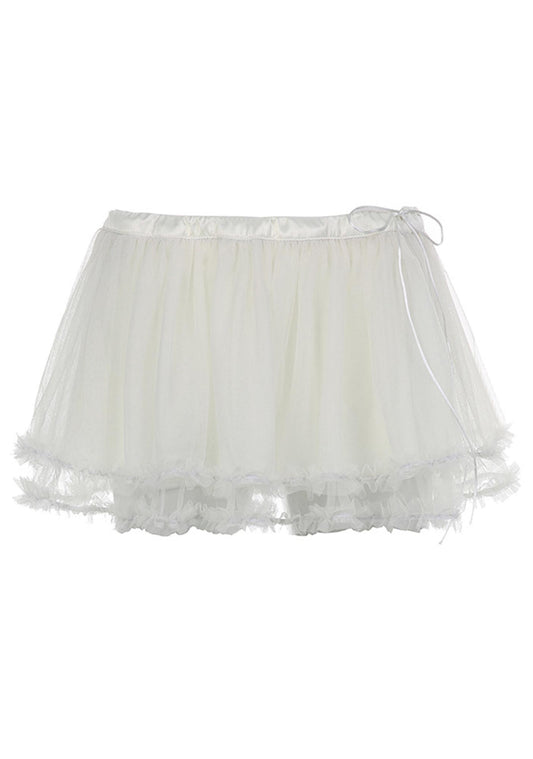 Y2K White Mesh Low Waist Mini Skirt Cherrykitten