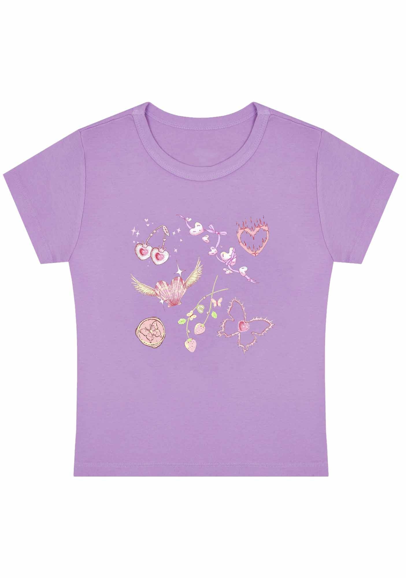 Pink Heart Butterfly Cherry Strawberry Y2K Baby Tee