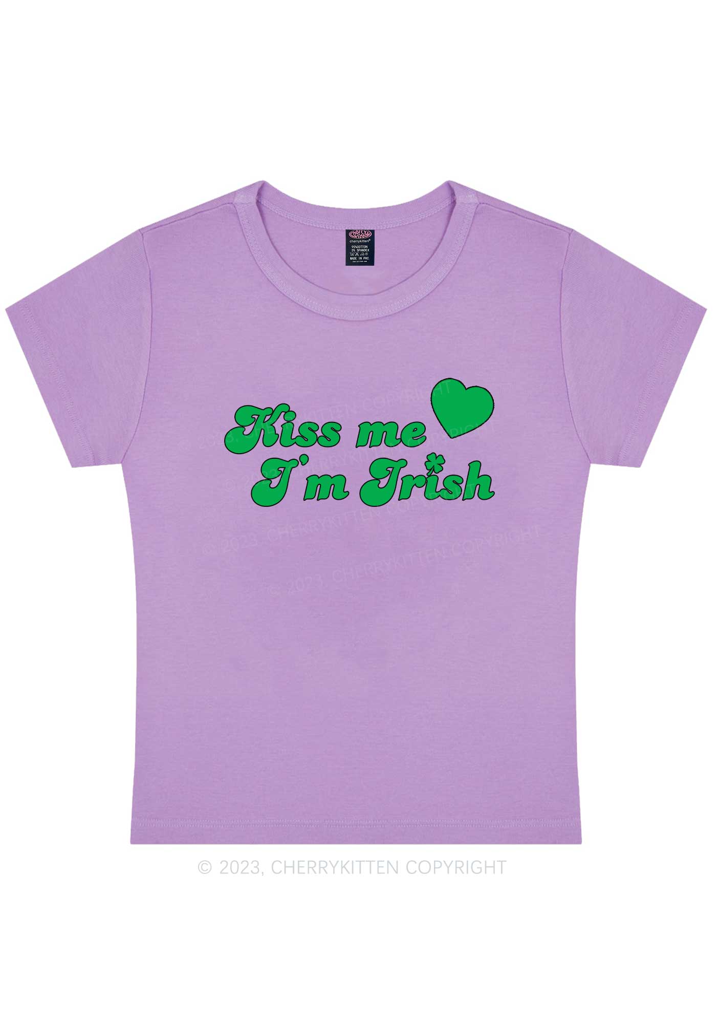 Kiss Me I'm Irish St Patricks Y2K Baby Tee Cherrykitten