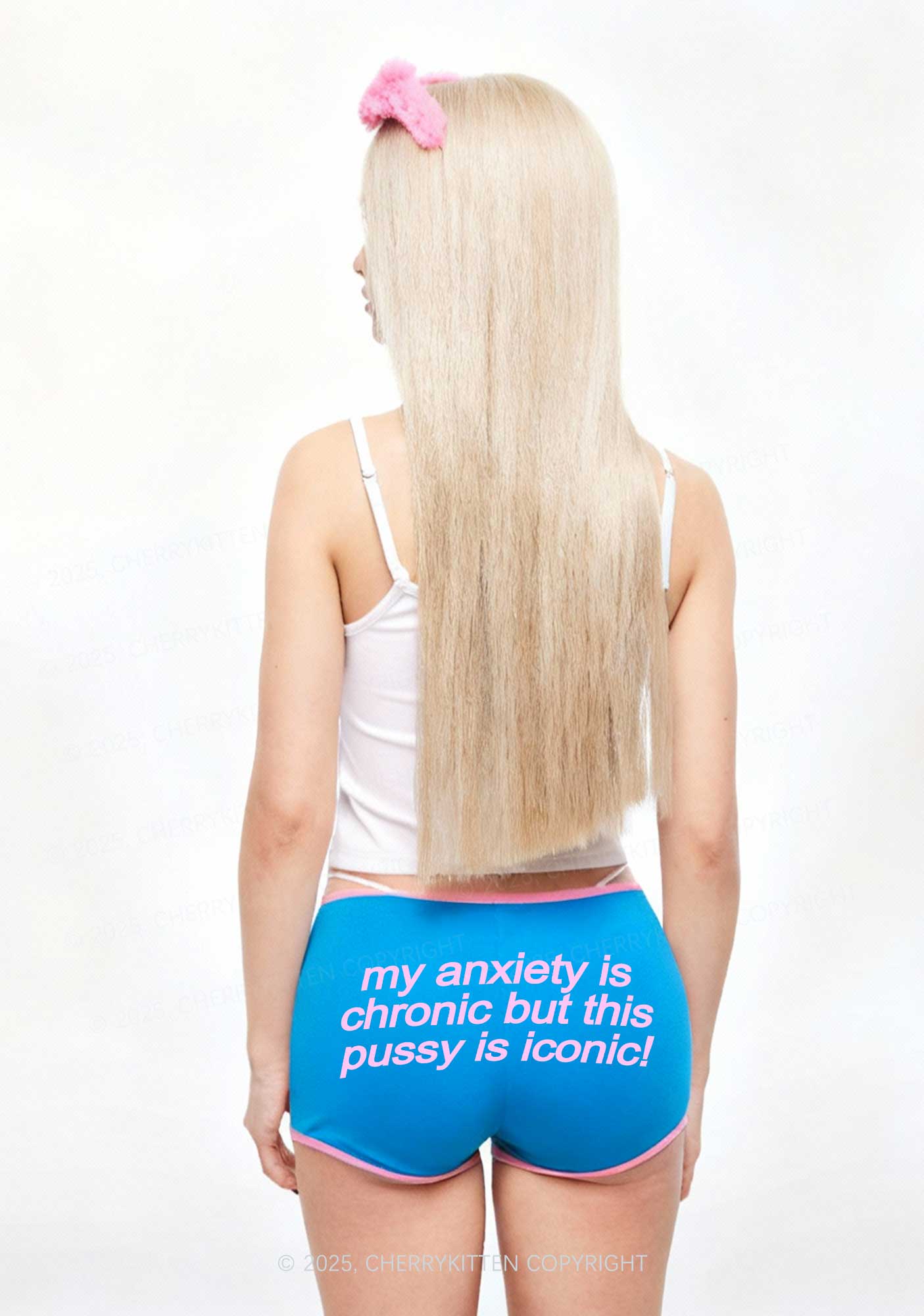 My Anxiety Is Chronic Y2K Booty Shorts Cherrykitten