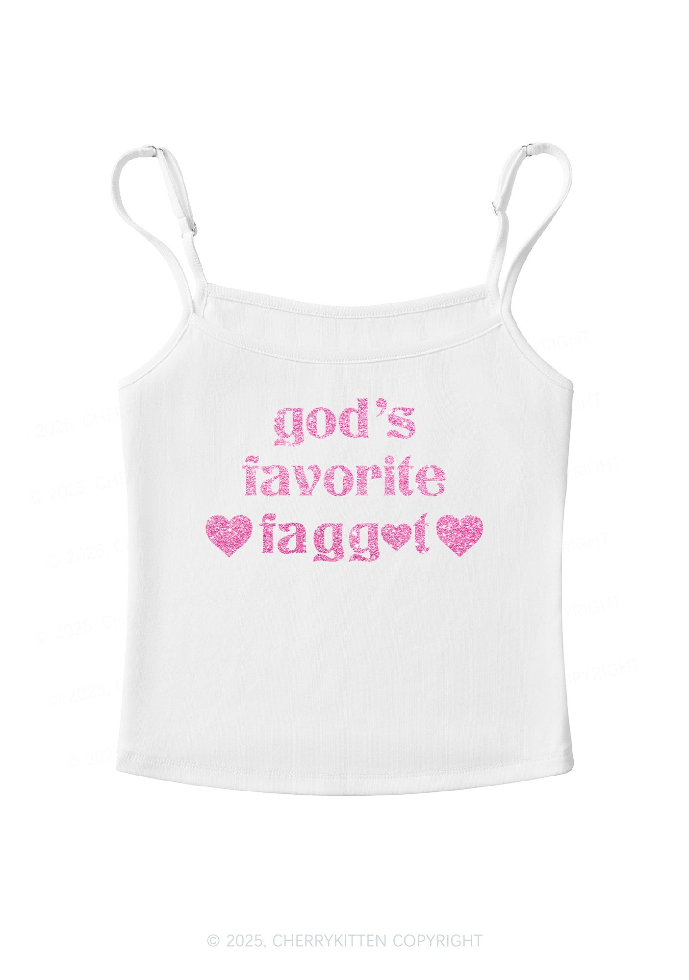 Glitter Gods Favorite Faggot Pride Y2K Spaghetti Strap Cami Cherrykitten