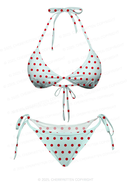 Fresh Red Dots Y2K Print Bikini Set Cherrykitten