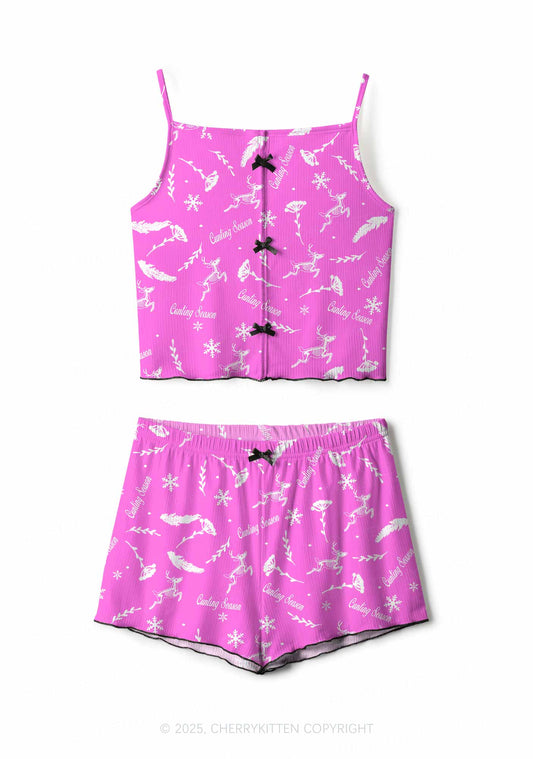 Christmas Cunting Season Y2K Print Cami Shorts Pajama Set Cherrykitten