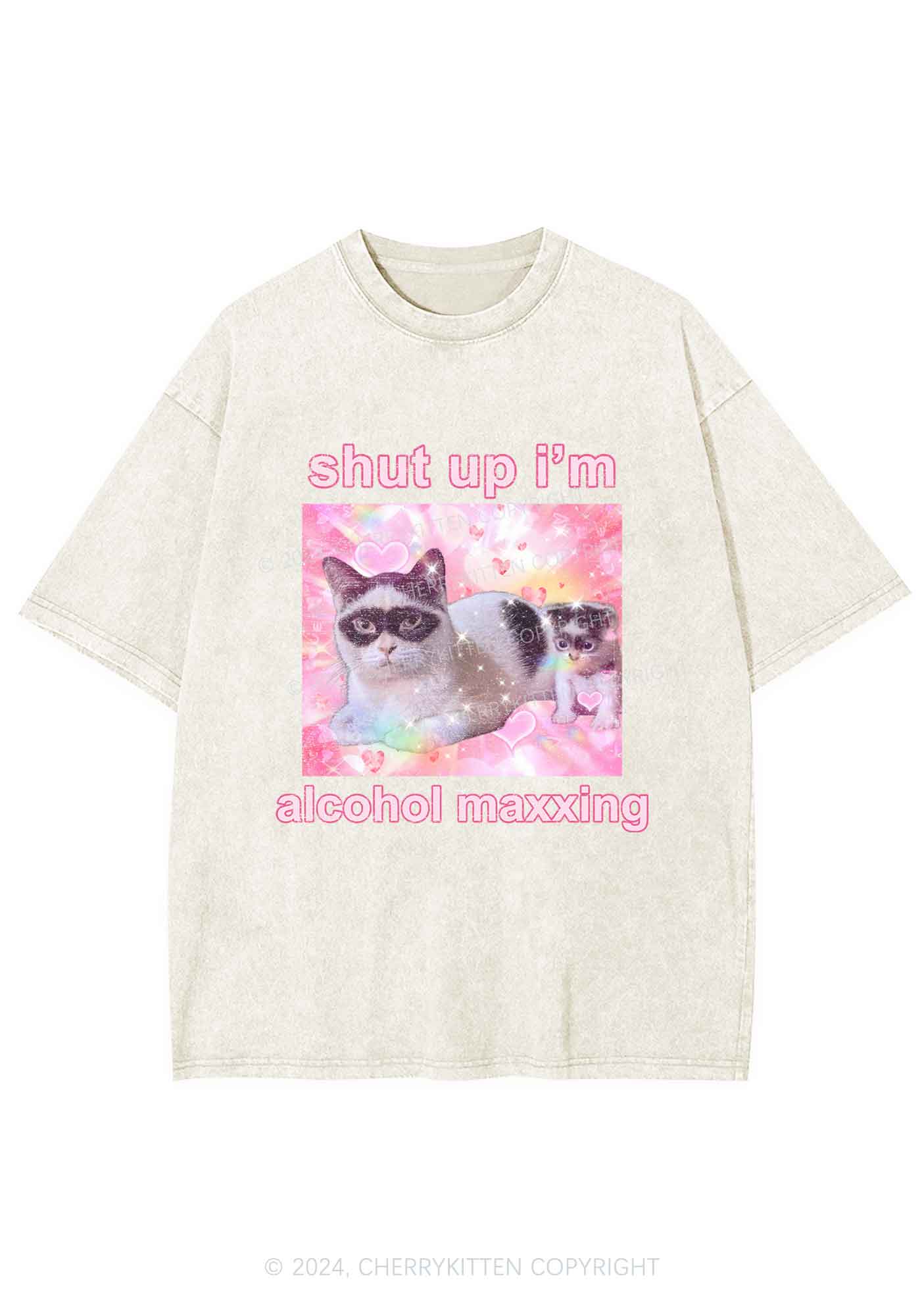 I'm Alcohol Maxxing Y2K Washed Tee Cherrykitten