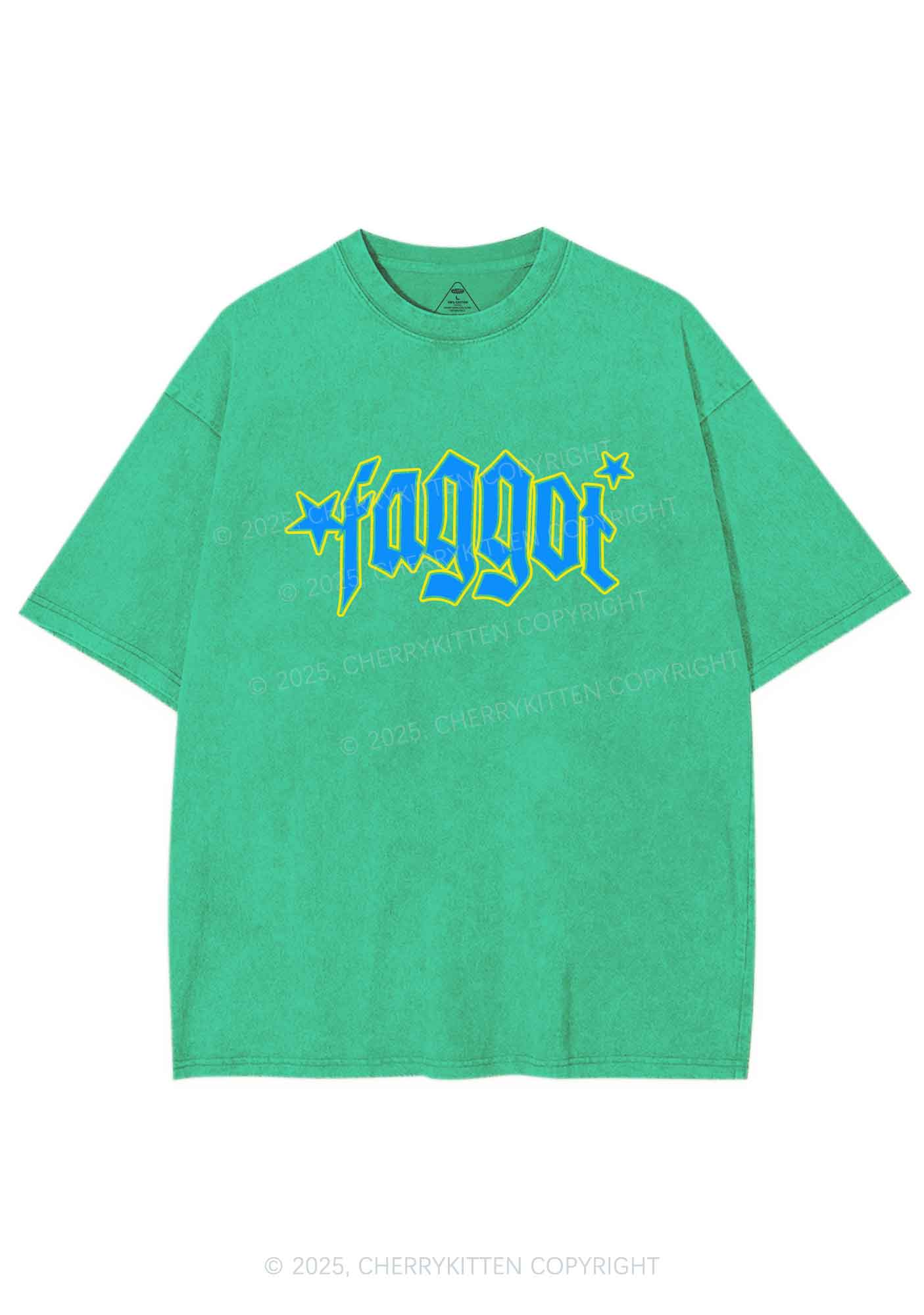 Faggot Stars Pride Y2K Shirts Washed Tee Cherrykitten