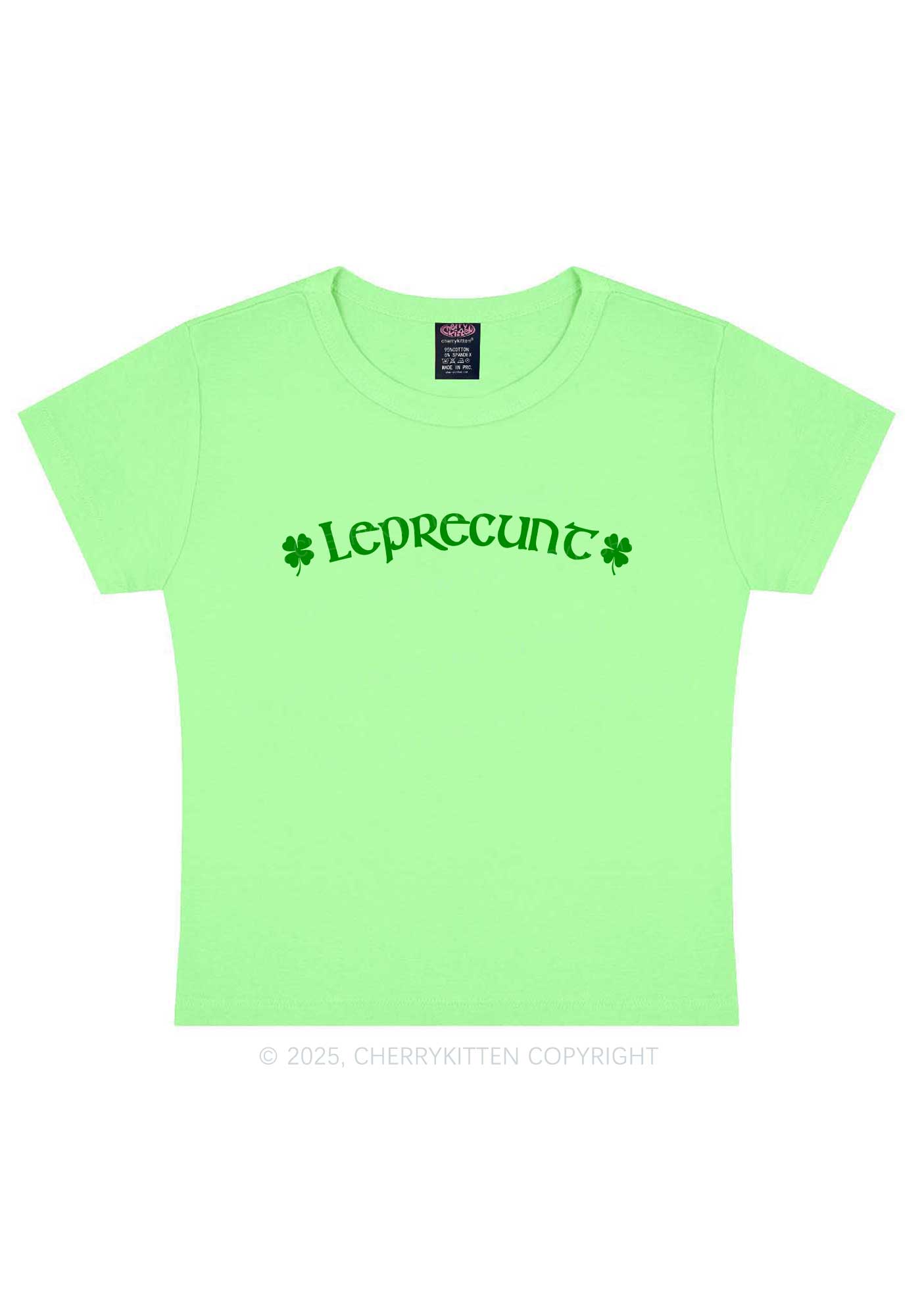 Leprecunt St Patricks Y2K Baby Tee Cherrykitten