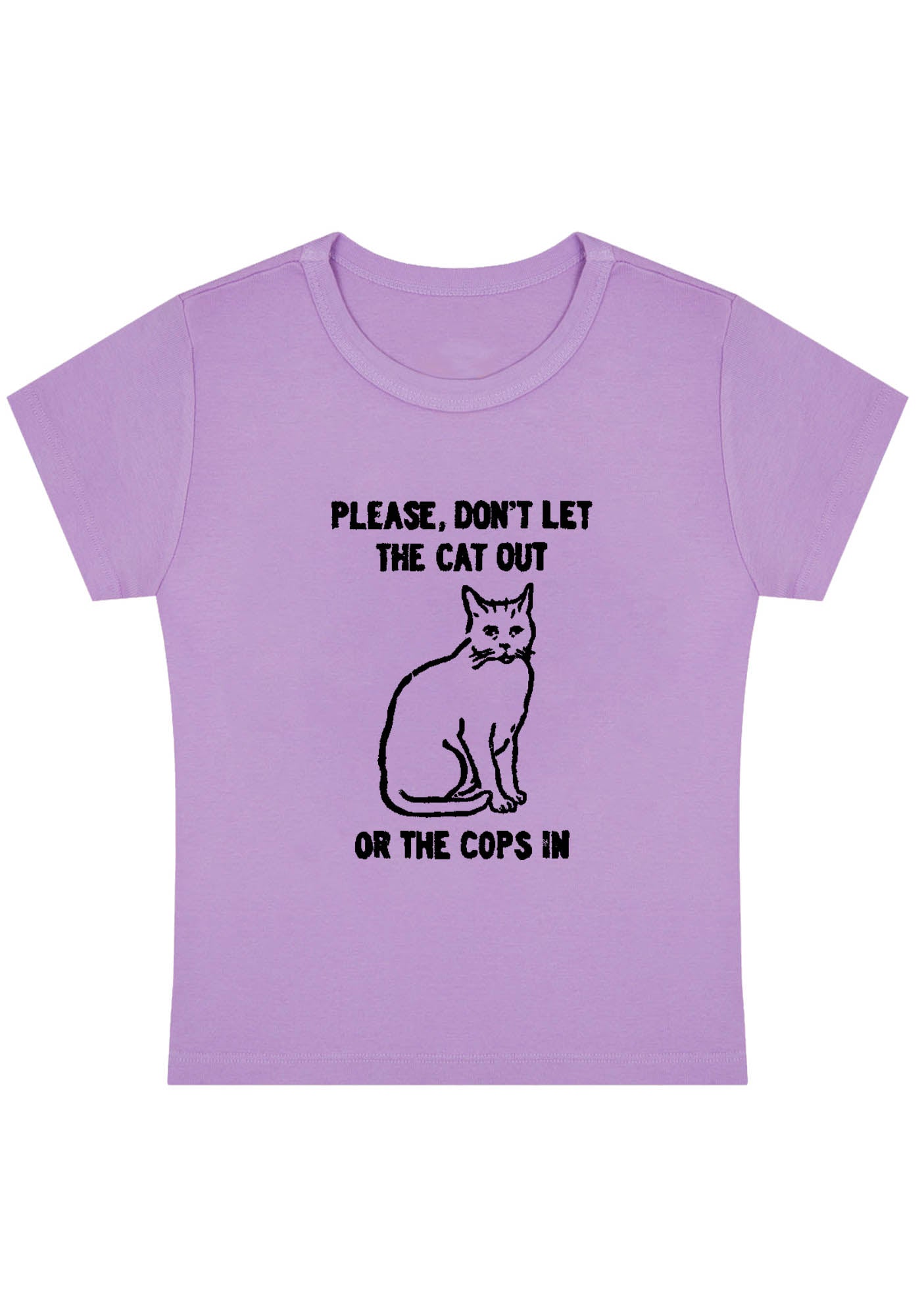 Don't Let The Cat Out Y2K Baby Tee