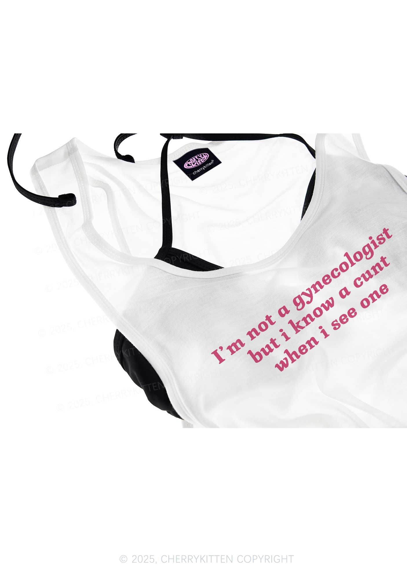 Im Not Gynecologist Y2K Sheer Boyfriend Tank Cherrykitten