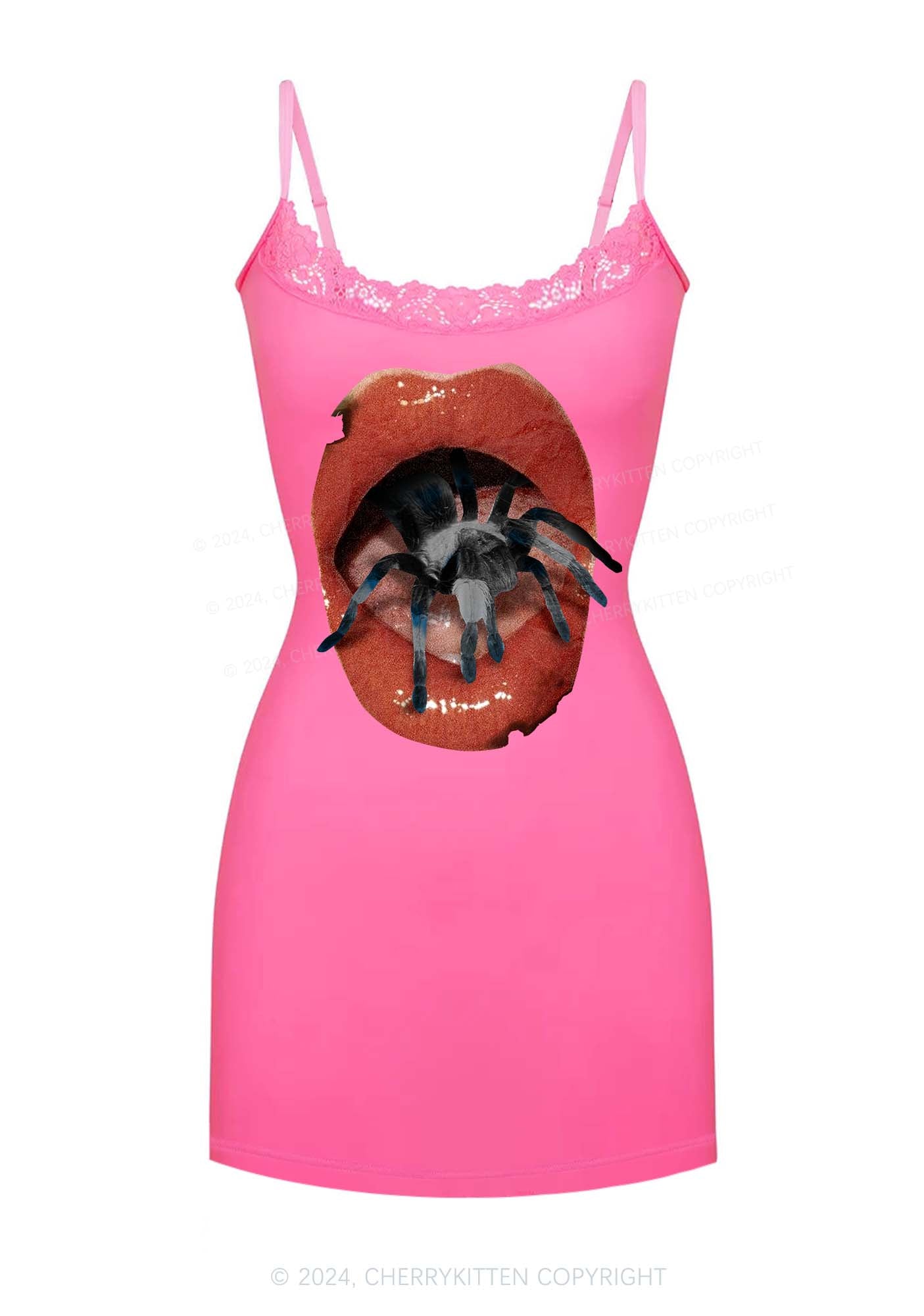 Eat Spider Y2K Lace Slip Dress Cherrykitten