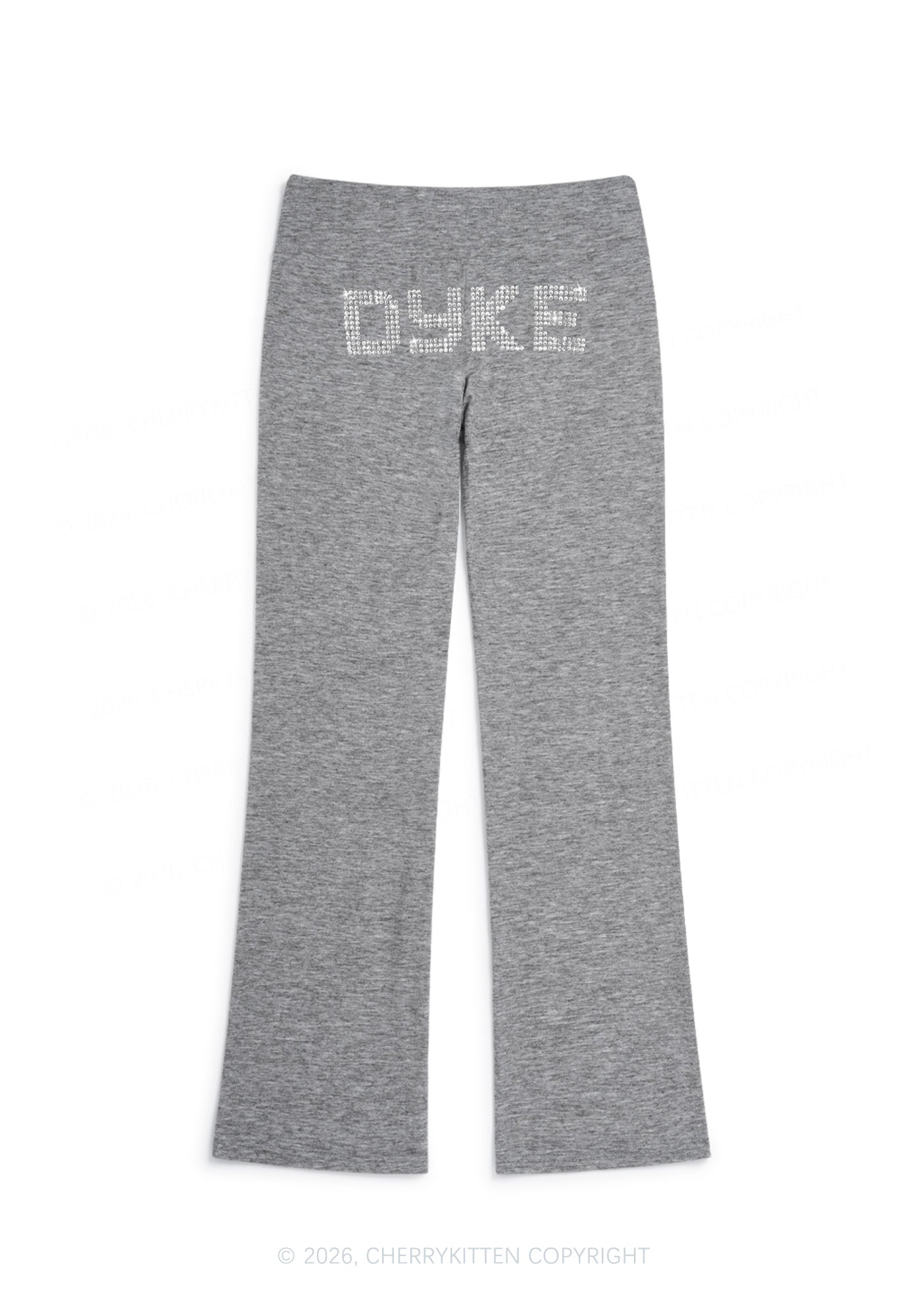 Rhinestone Dyke Pride Y2K Low Rise Drawstring Flare Pants Cherrykitten