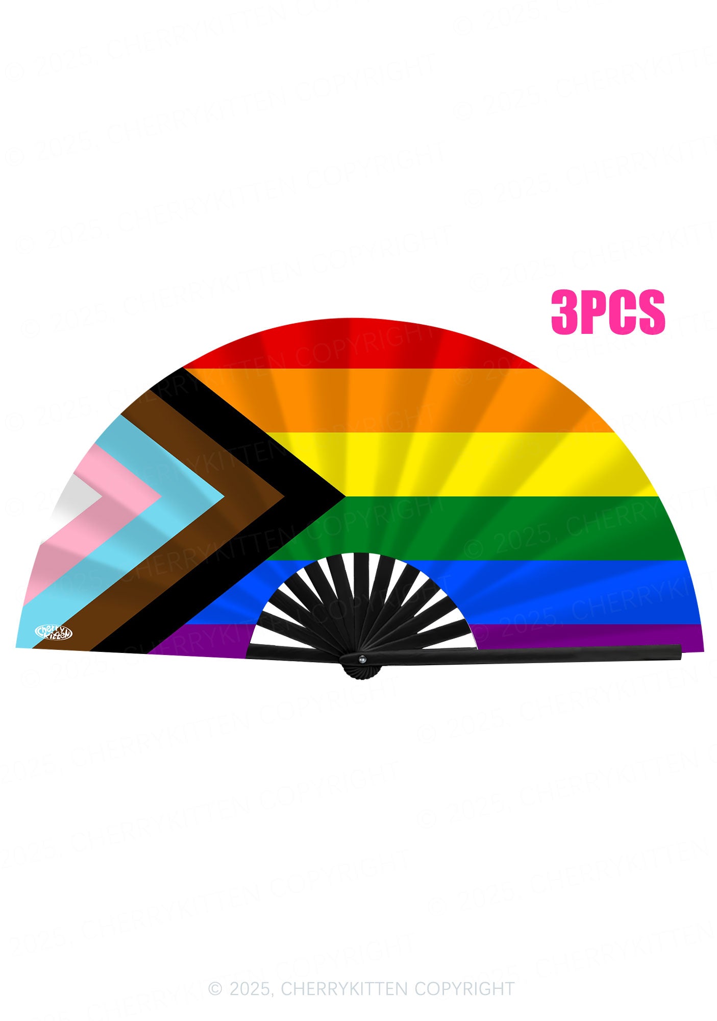 Progress Pride Y2K Rave Hand Fan Cherrykitten