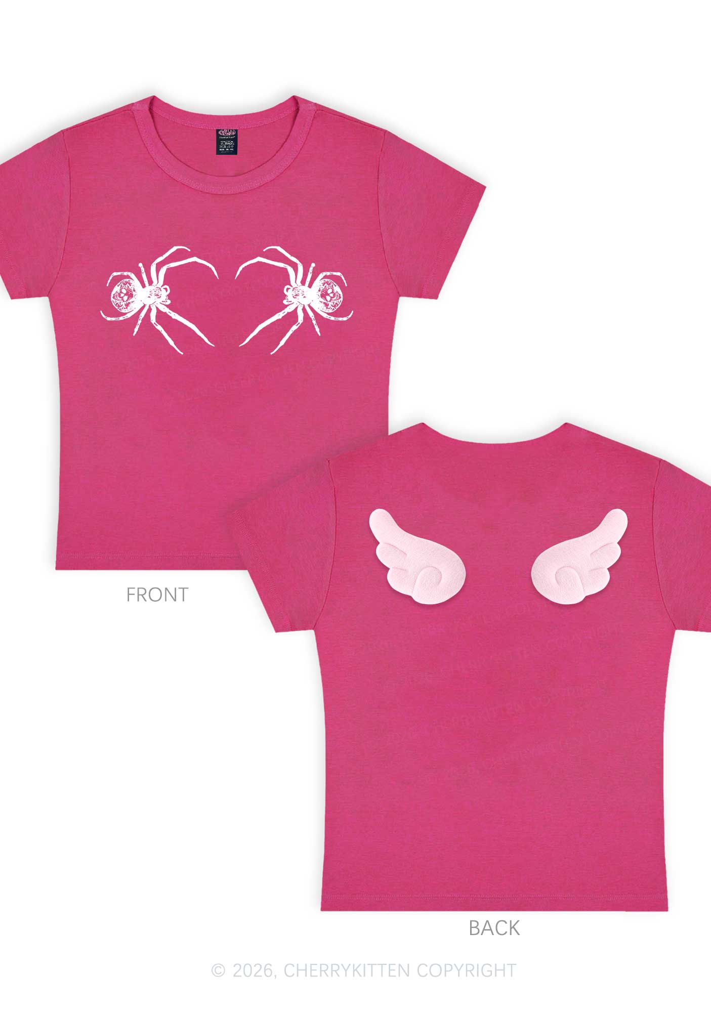 Skull Spider Y2K Goth Angel Wings Baby Tee Cherrykitten