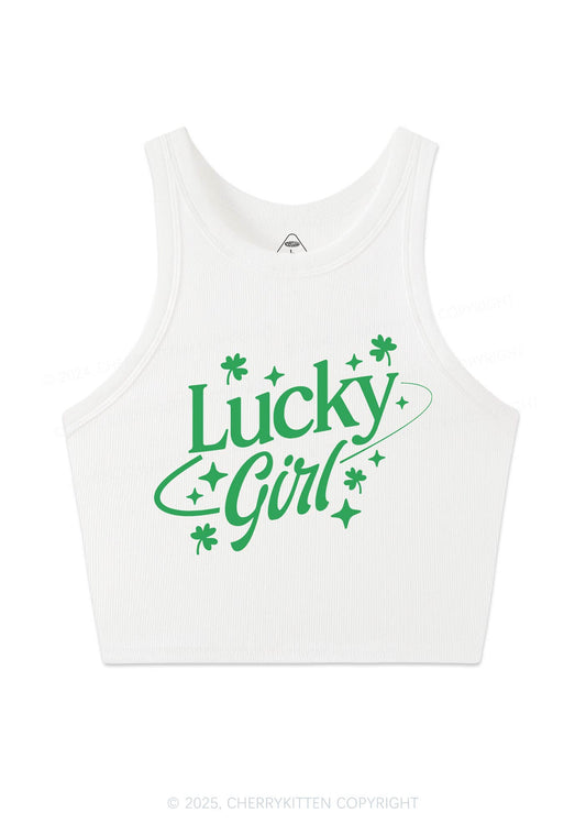 Lucky Girl Star St Patricks Y2K Crop Tank Top Cherrykitten