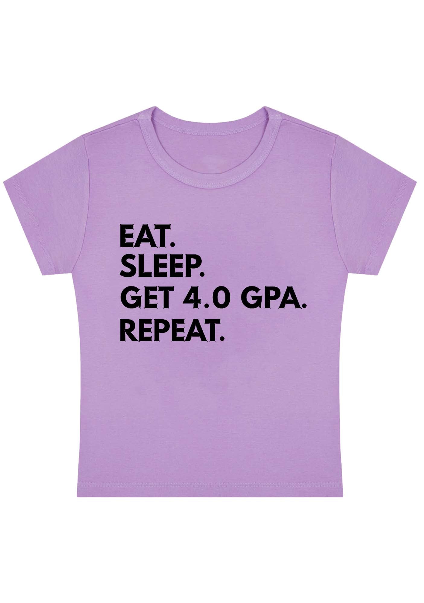 Curvy Eat Sleep Get 4.0 GPA Repeat Baby Tee