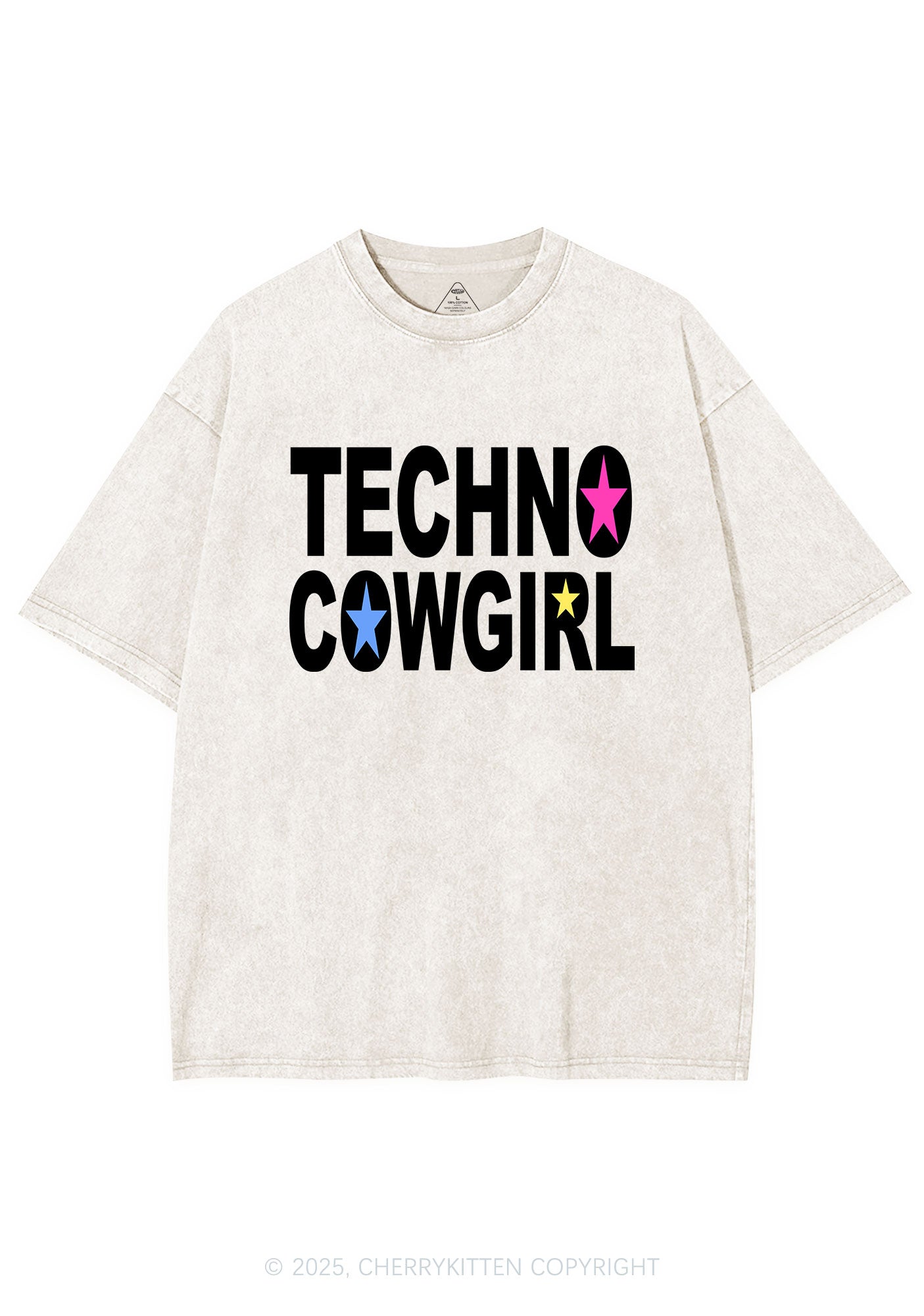 Techno Cowgirl Y2K Shirts Washed Tee Cherrykitten