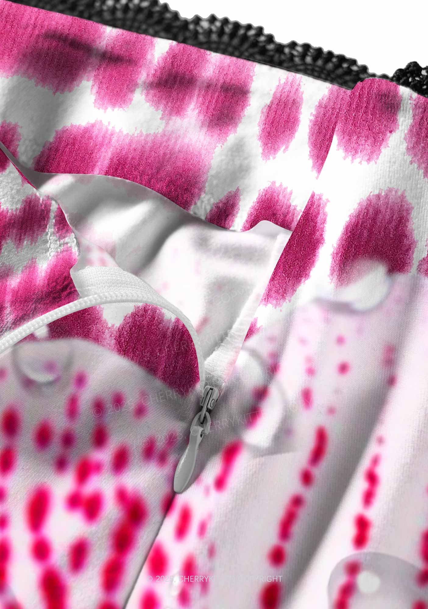 Pink Orchid Dewdrops Y2K Print Midi Skirt Cherrykitten