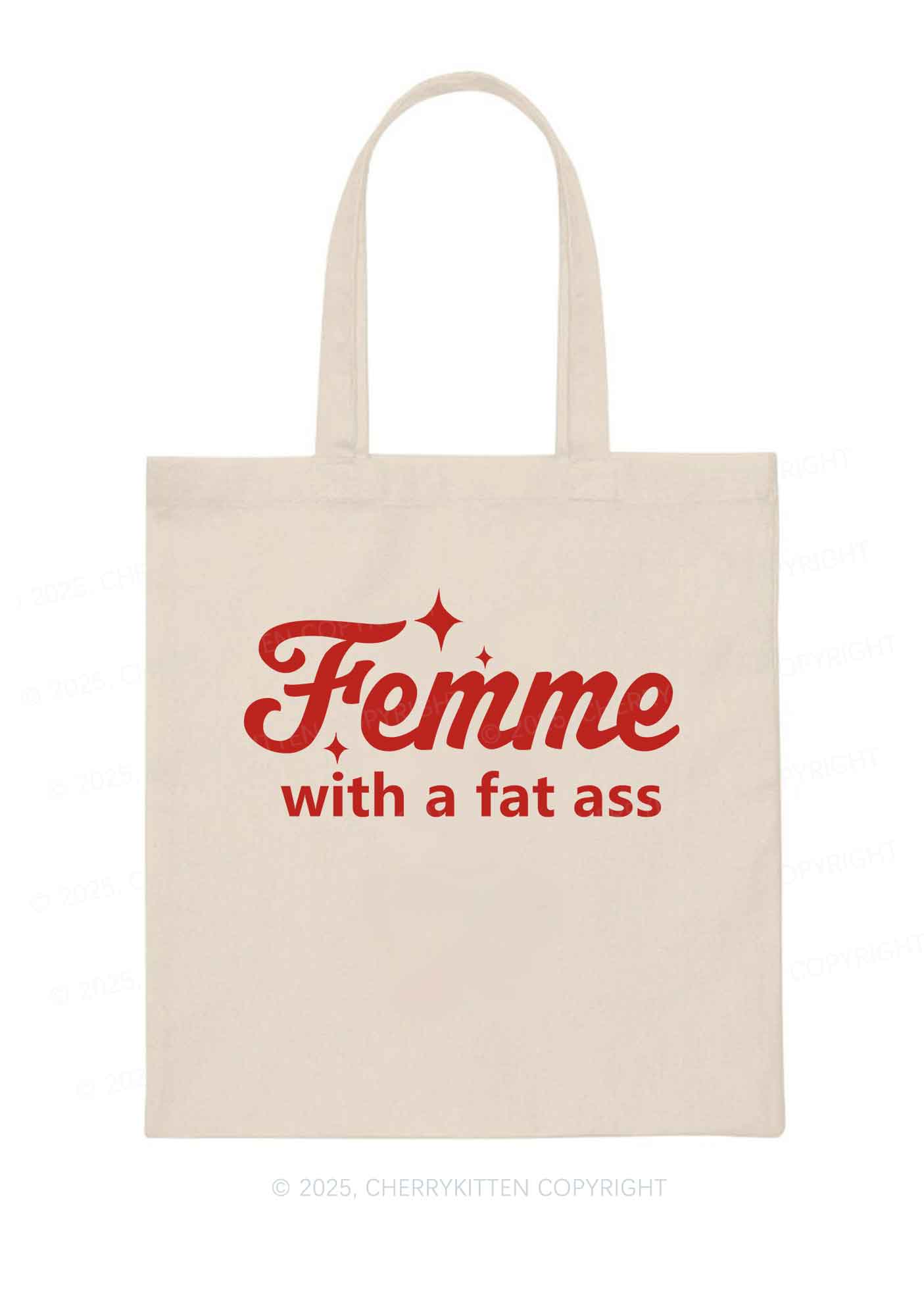 Femme With Fat Axx Pride Y2K Canvas Tote Bag Cherrykitten