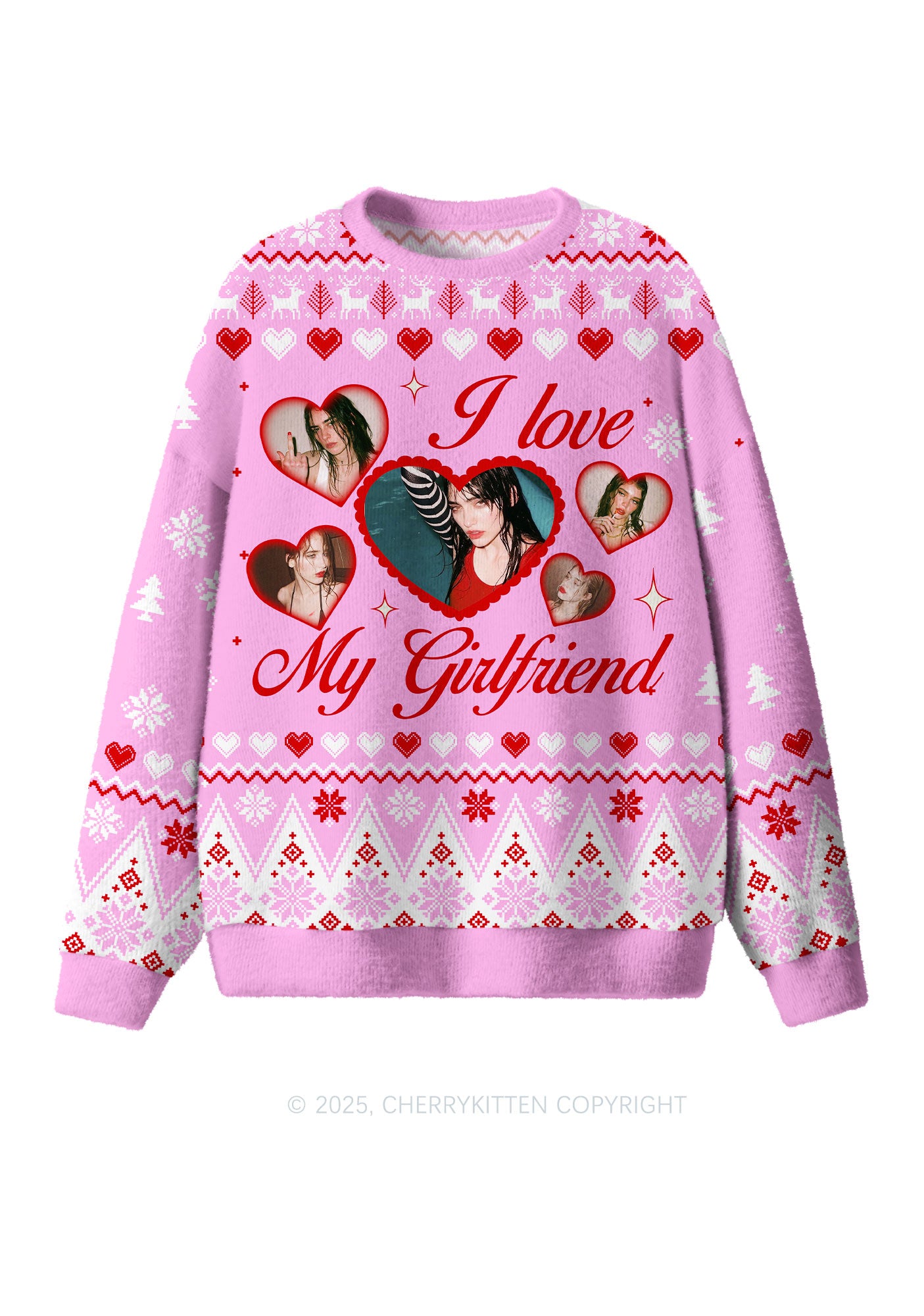 Custom Boyfriend Photos Y2K Christmas Knit Sweatshirt Cherrykitten