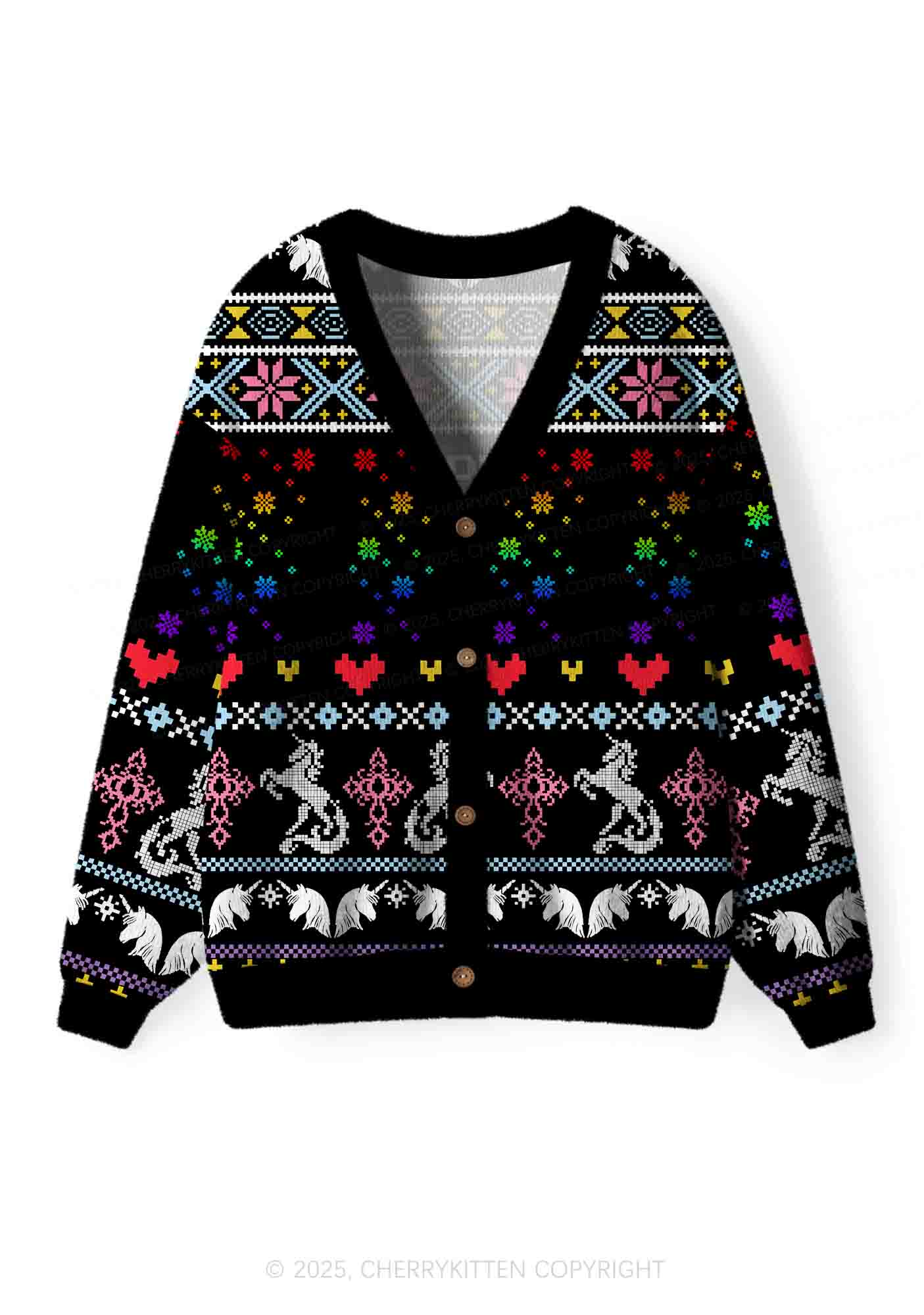 Homophobia Is Gay Pride Y2K Christmas Cardigan Knit Sweatshirt Cherrykitten
