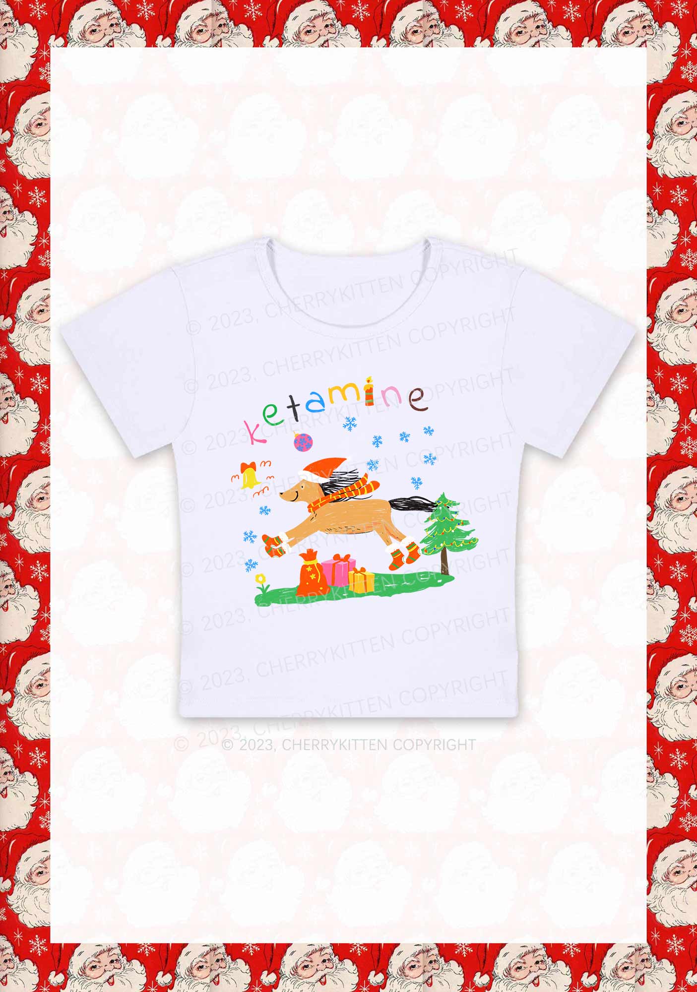 Christmas Snowflake Pony Y2K Baby Tee Cherrykitten