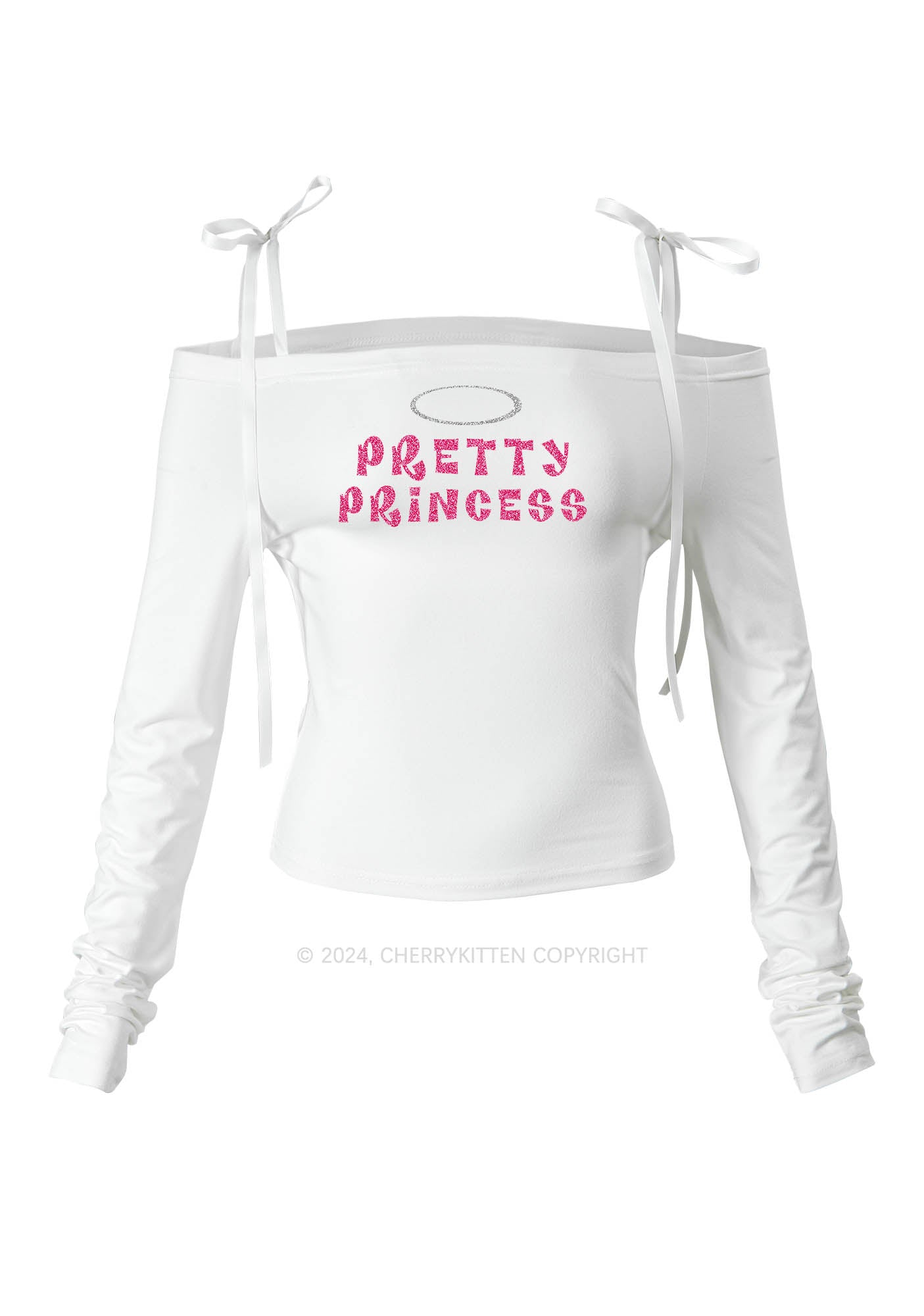 Pretty Princess Y2K Lace Up Off Shoulder Long Sleeve Cherrykitten