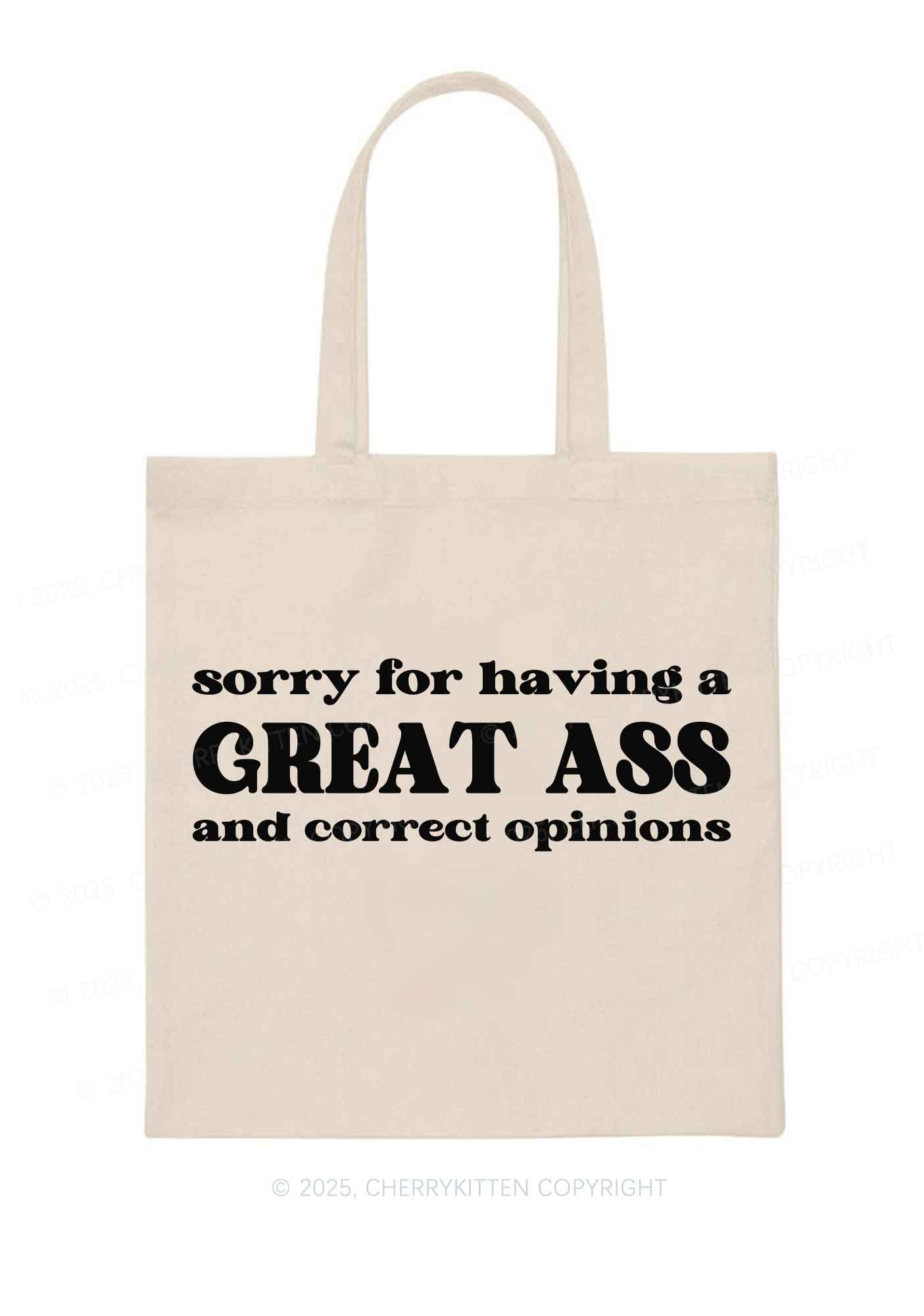 Sorry For Having Great Axx Y2K Canvas Tote Bag Cherrykitten
