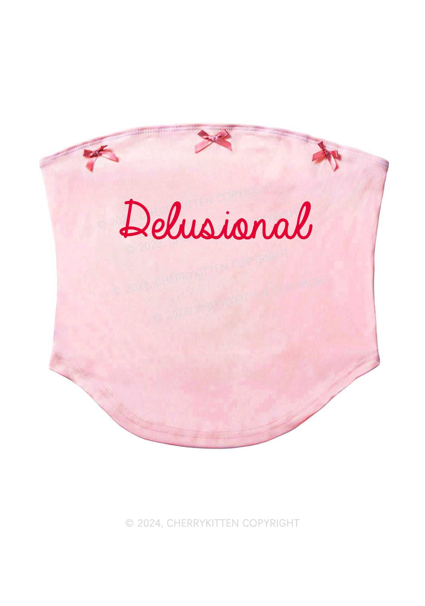 Delusional Y2K Pink Bow Tie Tube Top Cherrykitten