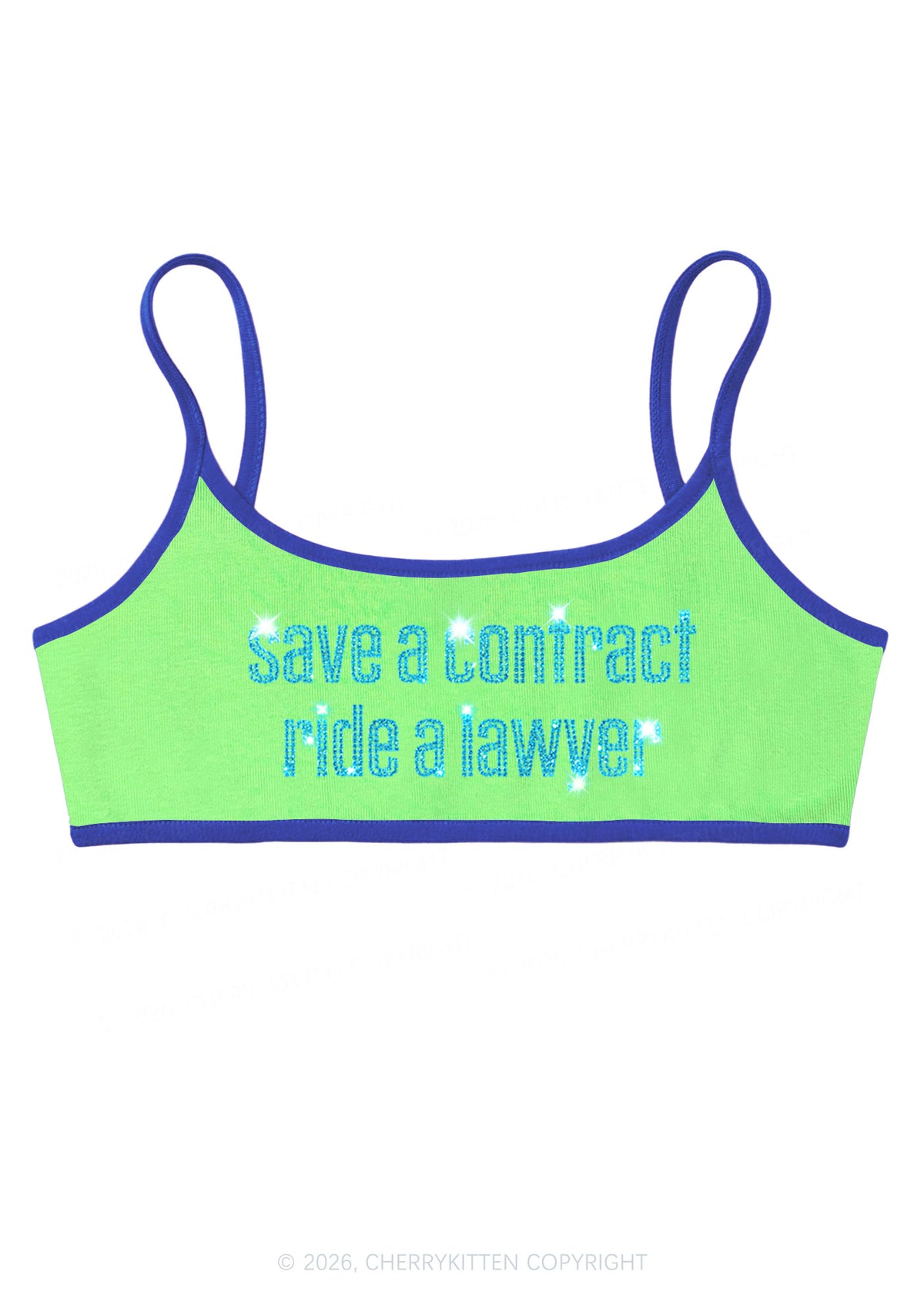 Rhinestone Ride A Lawyer Y2K Super Crop Cami Cherrykitten