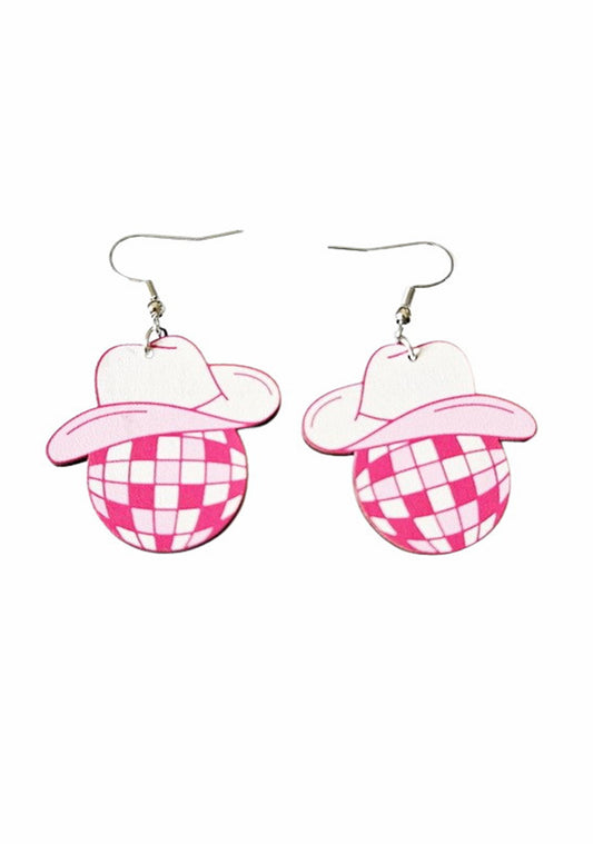 Y2K Pink Hat Light Ball Earrings Cherrykitten