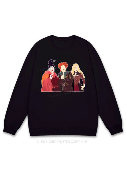Three Witches Halloween Y2K Sweatshirt Cherrykitten
