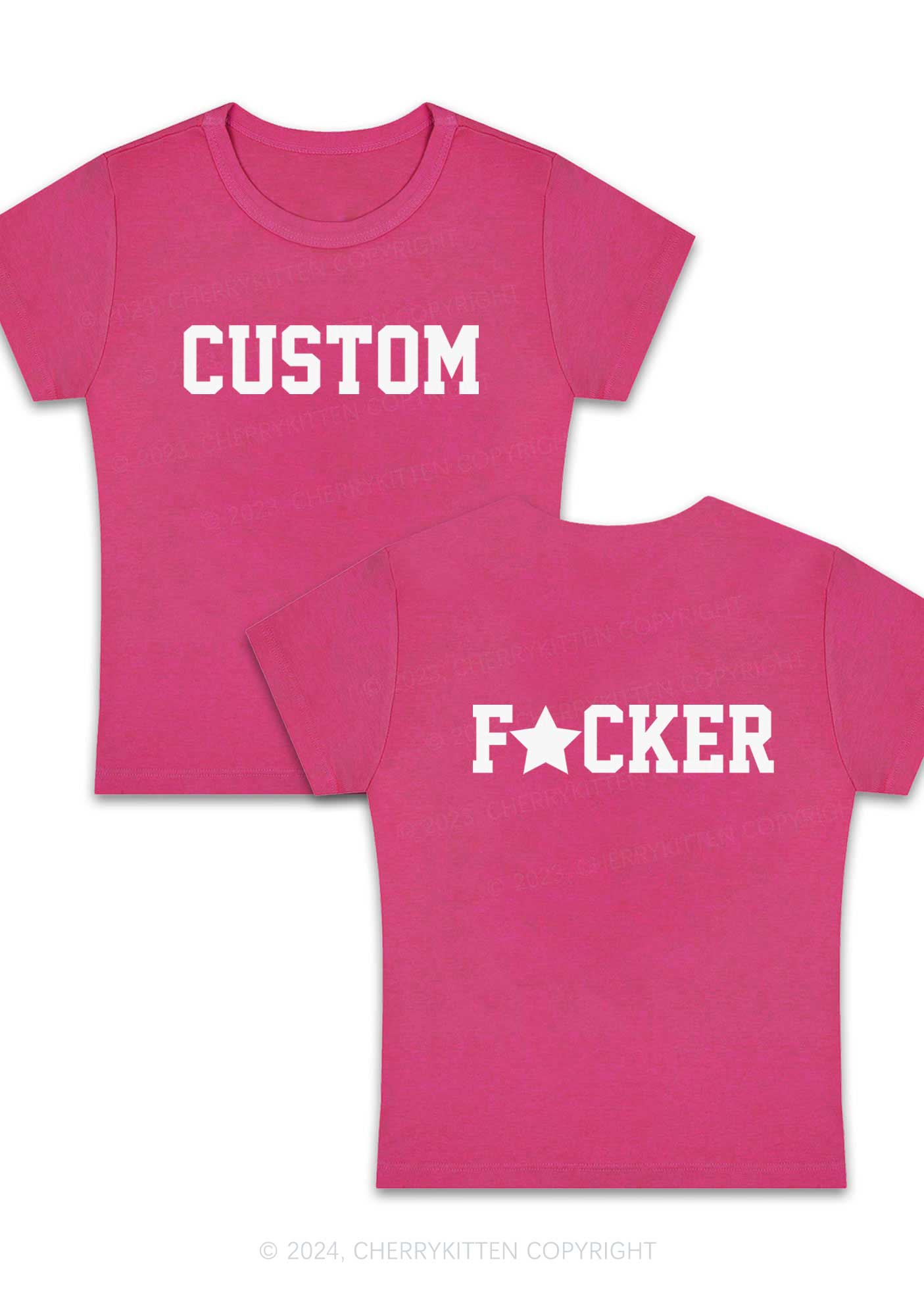 Custom fxcker Two Sides Y2K Baby Tee Cherrykitten