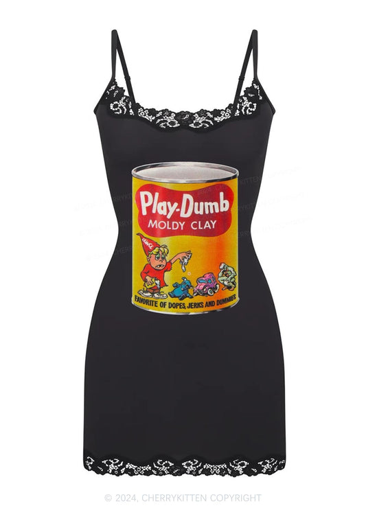 Play Dumb Y2K Lace Slip Dress Cherrykitten