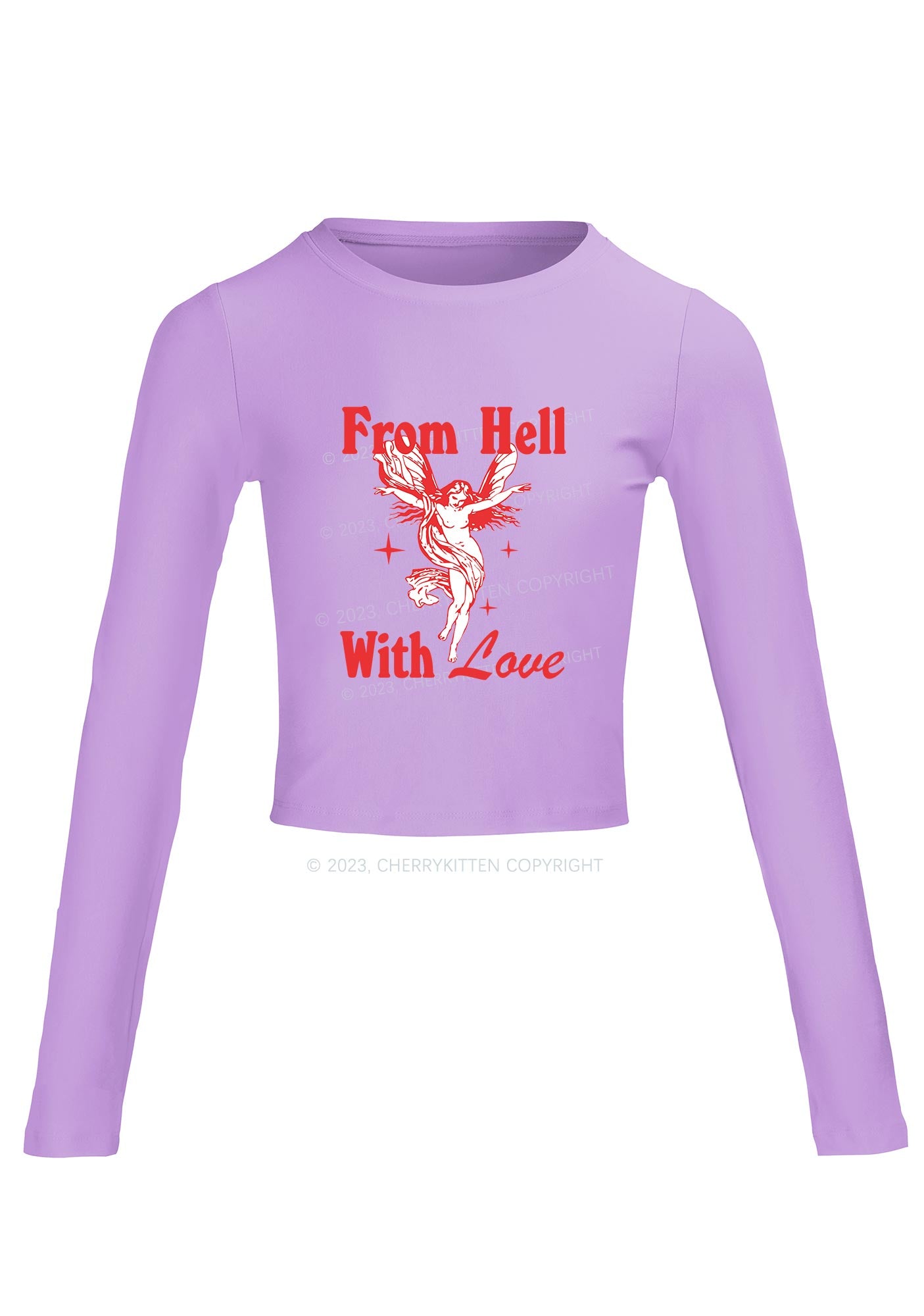 From Hall With Love Long Sleeve Crop Top Cherrykitten
