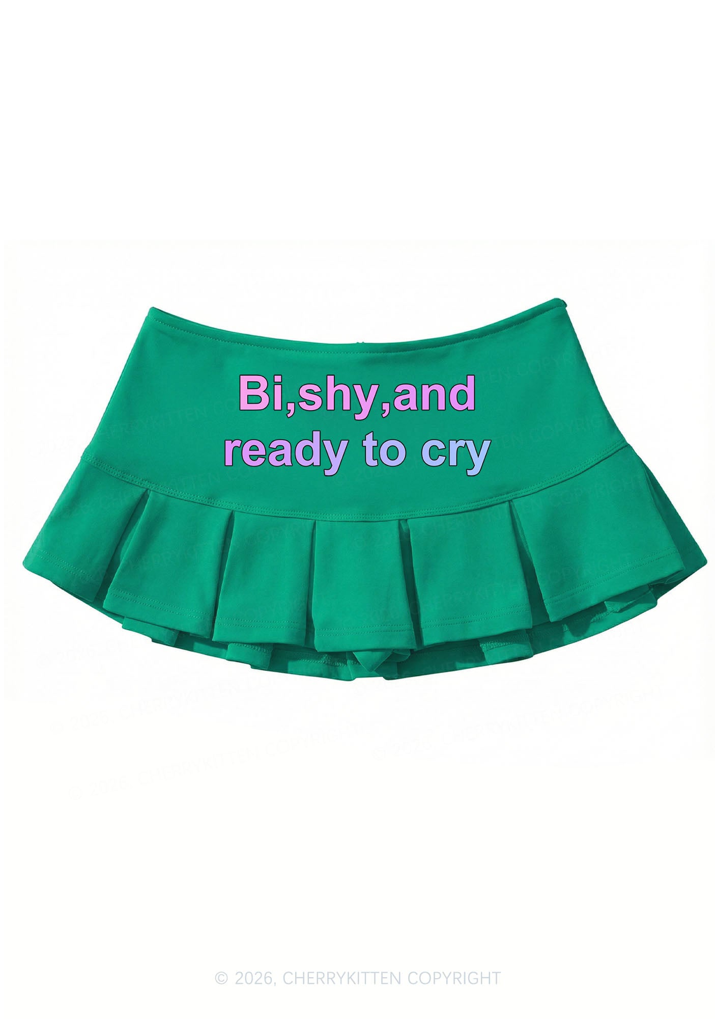 Bi Shy And Ready To Cry Pride Y2K Mini Pleated Skirts Cherrykitten