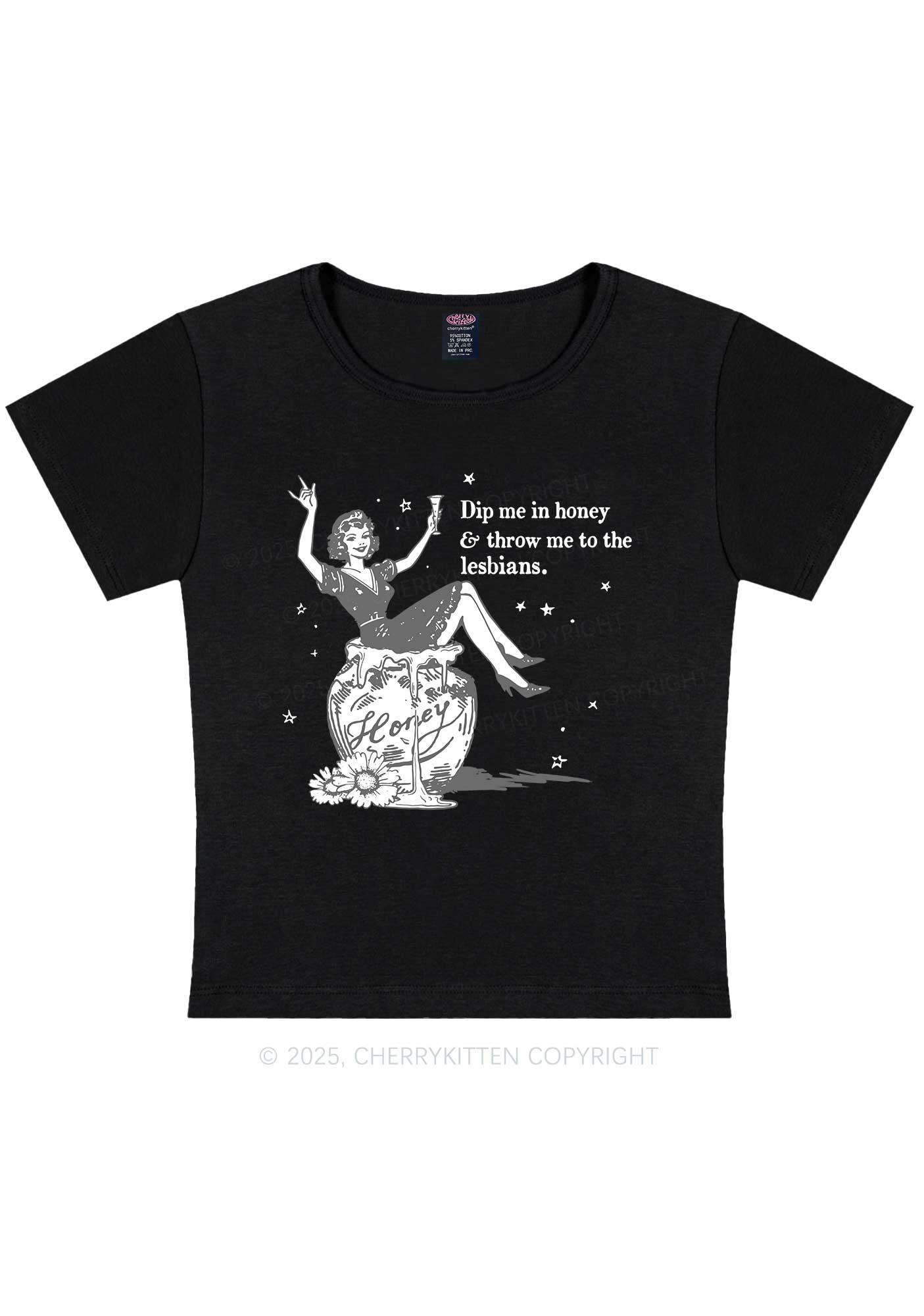 Throw Me To The Lesbians Pride Y2K Baby Tee Cherrykitten