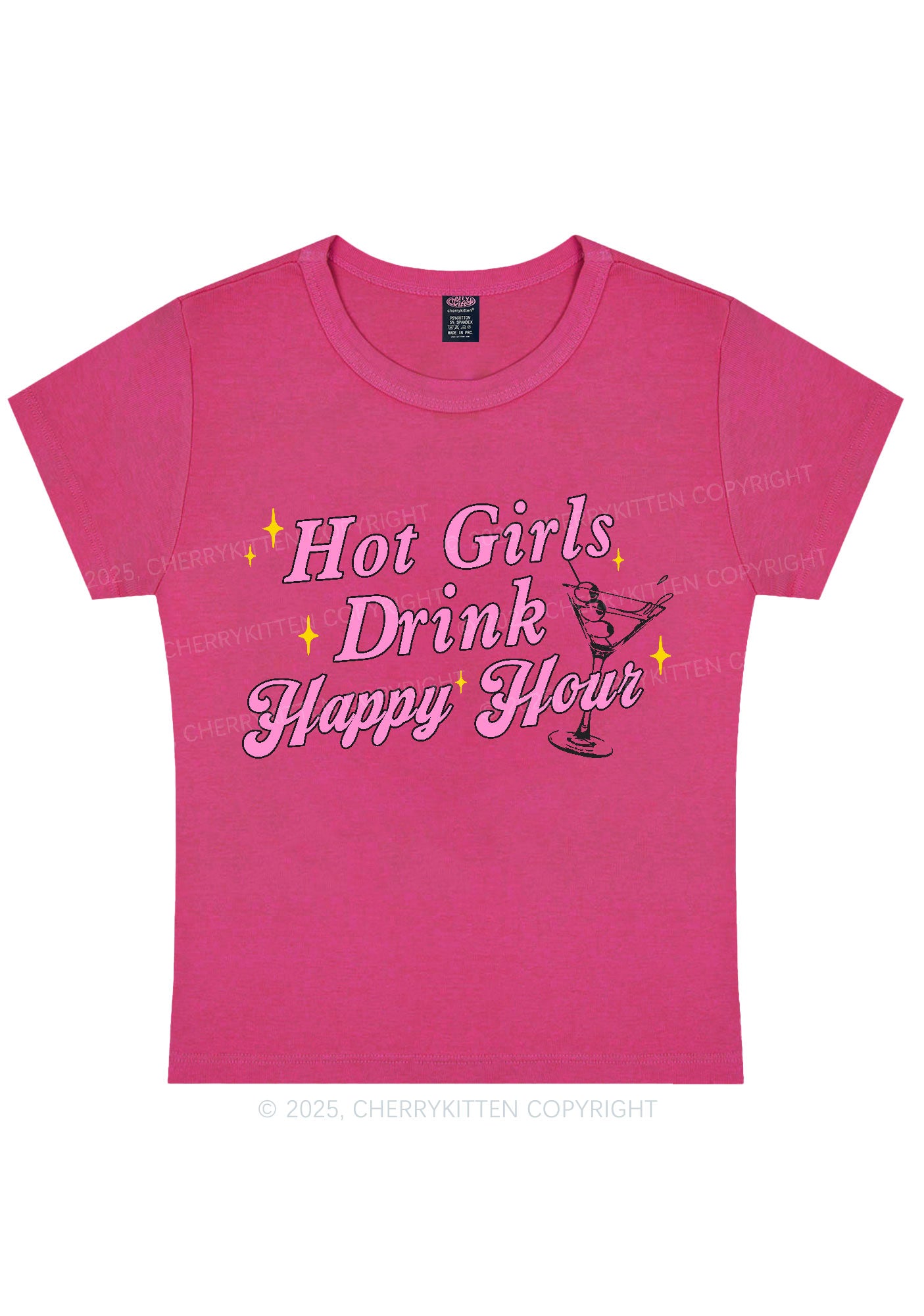 Hot Girls Drink Happy Hour Y2K Baby Tee Cherrykitten