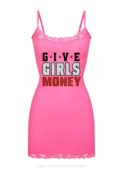 Give Girls Money Y2K Lace Slip Dress Cherrykitten