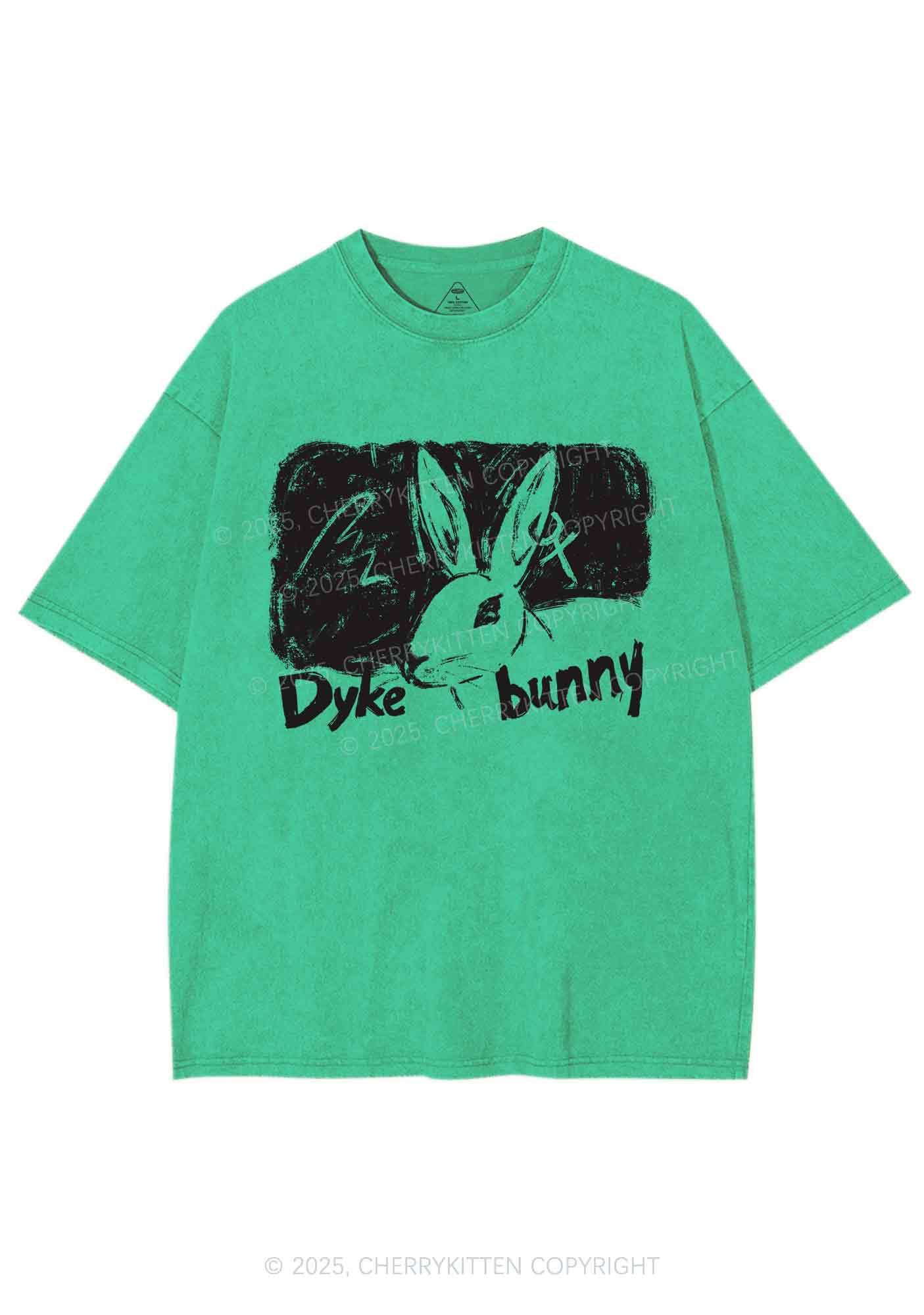 Dyke Bunny Y2K Shirts Washed Tee Cherrykitten