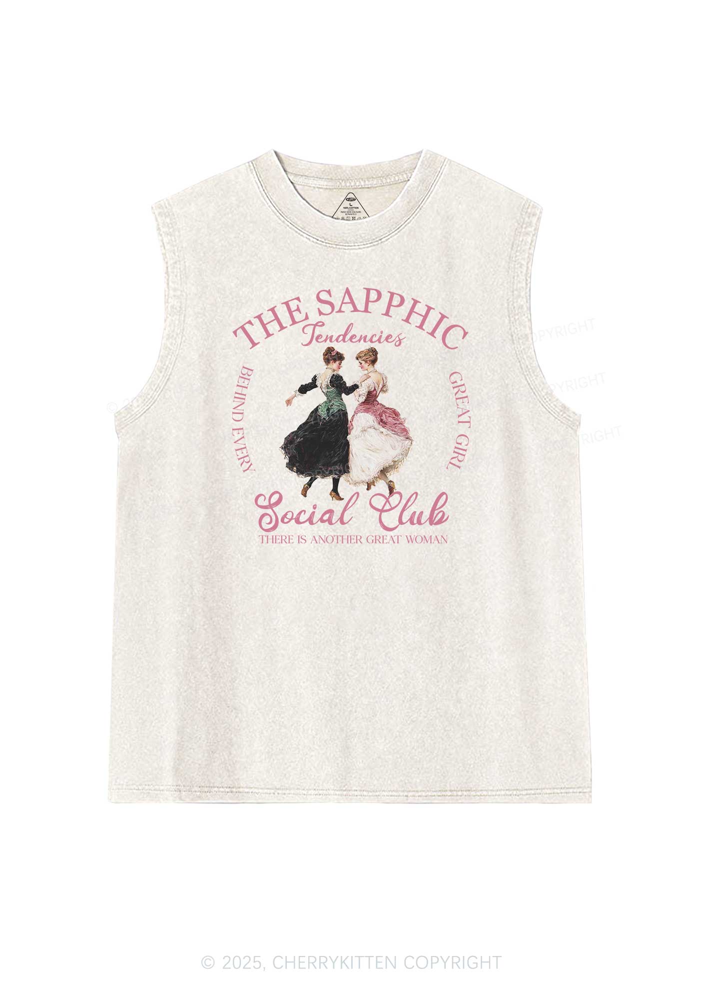 The Sapphic Pride Y2K Washed Muscle Tank Cherrykitten