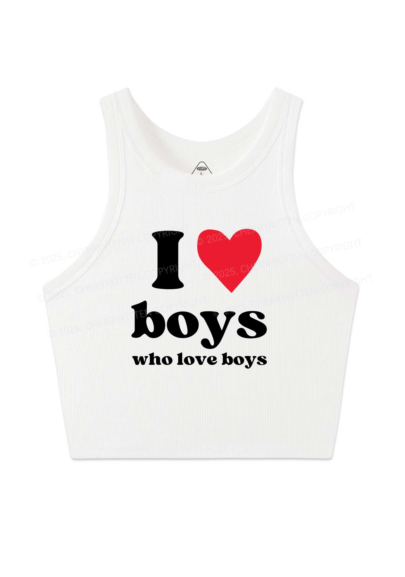 I Love Boys Pride Y2K Crop Tank Top Cherrykitten